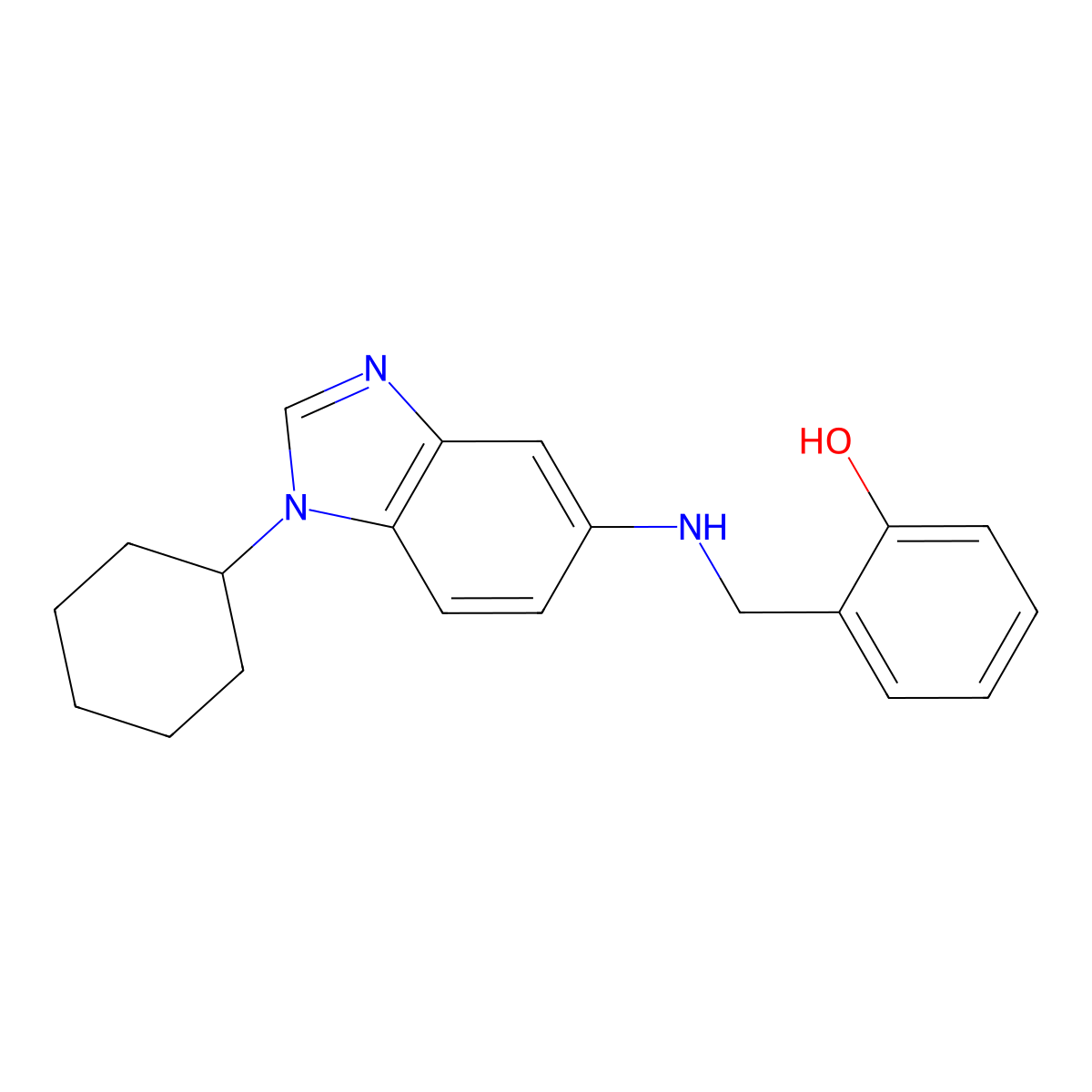 2-{[(1-cyclohexyl-1H-benzimidazol-5-yl)amino]methyl}phenol molecular structure, CAS 500106-17-2