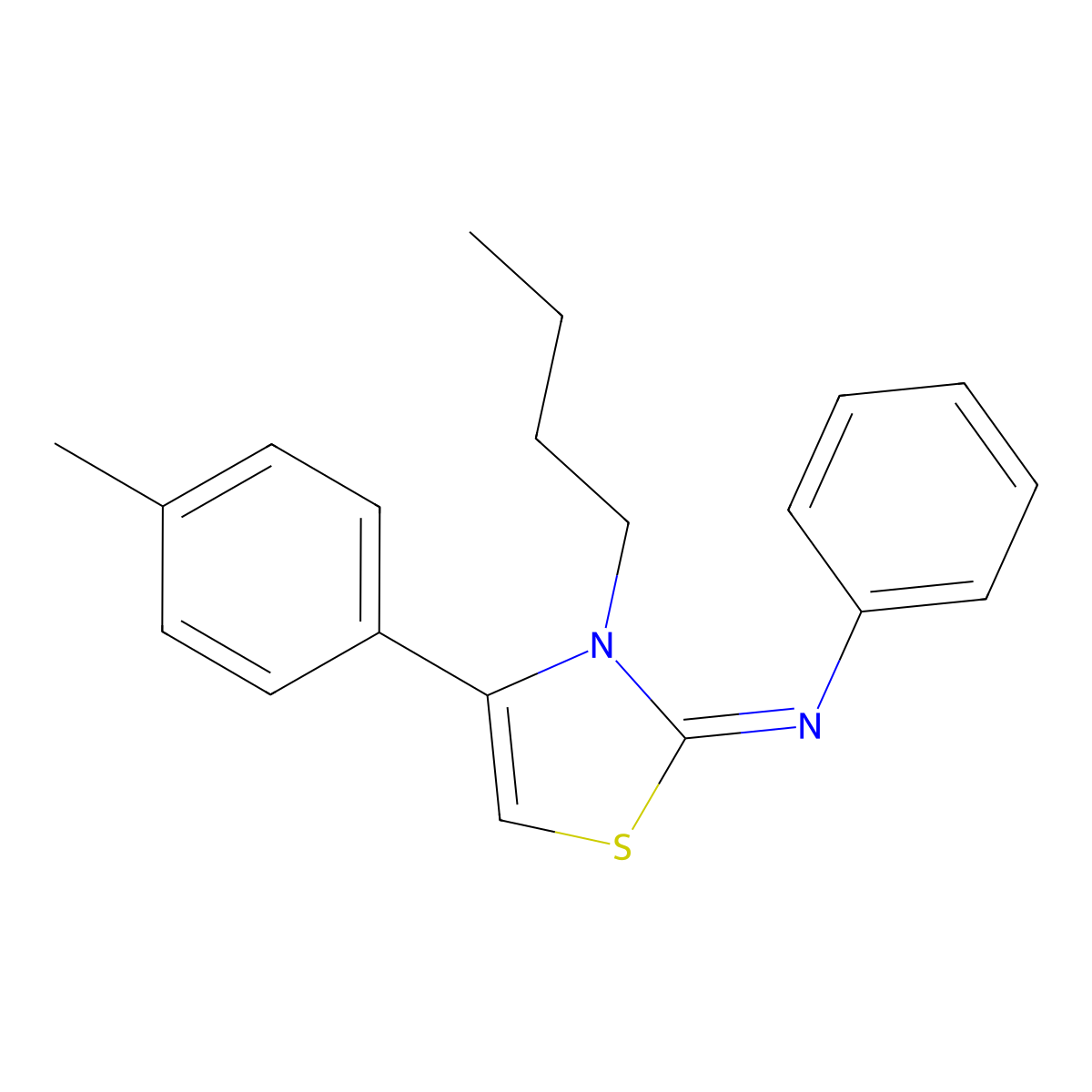 N-[(2Z)-3-butyl-4-(4-methylphenyl)-1,3-thiazol-2(3H)-ylidene]aniline molecular structure, CAS 500106-25-2