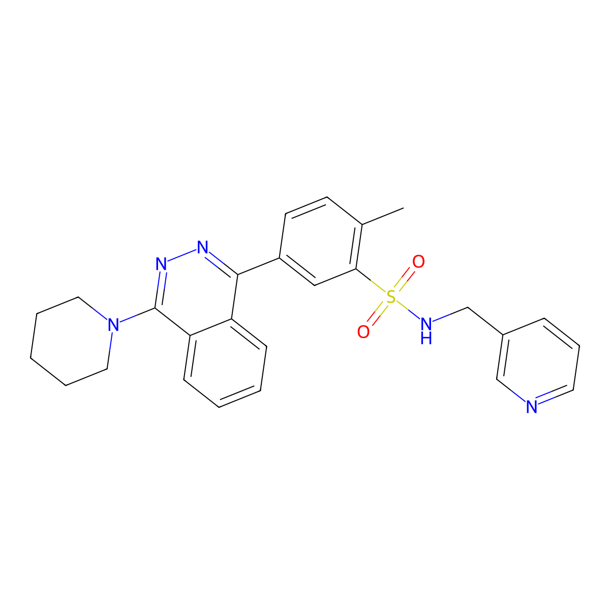 2-methyl-5-(4-piperidin-1-ylphthalazin-1-yl)-N-(pyridin-3-ylmethyl)benzenesulfonamide molecular structure, CAS 500106-36-5