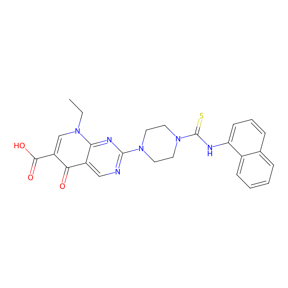 8-Ethyl-2-[4-(naphthalen-1-ylcarbamothioyl)piperazin-1-yl]-5-oxopyrido[2,3-d]pyrimidine-6-carboxylic acid molecular structure, CAS 500106-47-8