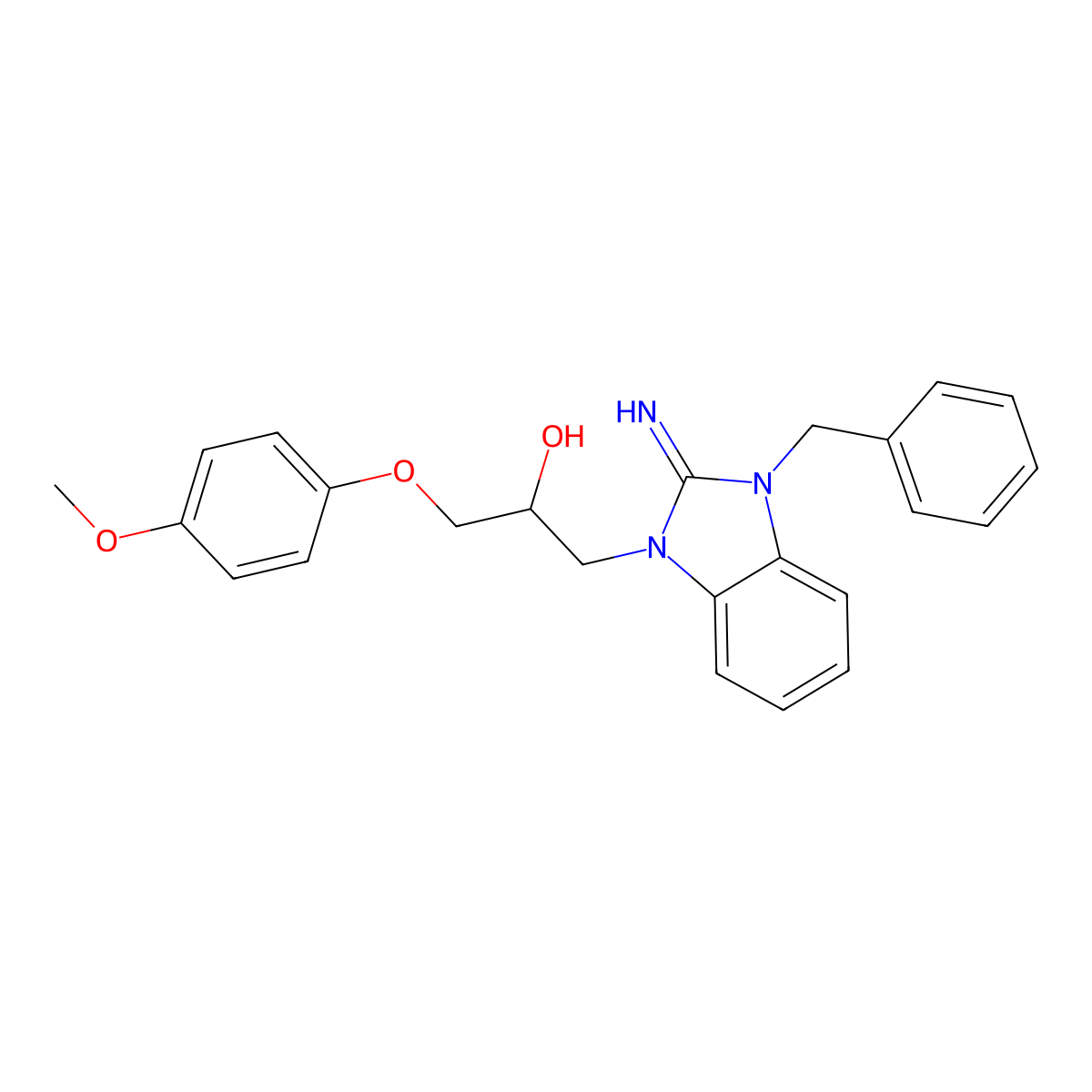 1-(3-benzyl-2-imino-2,3-dihydro-1H-benzimidazol-1-yl)-3-(4-methoxyphenoxy)propan-2-ol molecular structure, CAS 500106-49-0