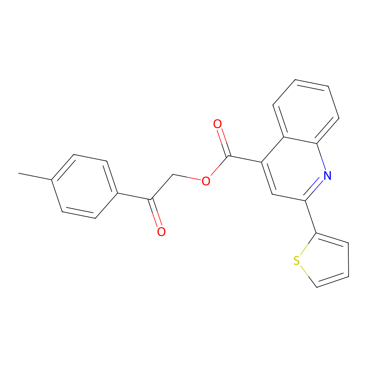 2-(4-Methylphenyl)-2-oxoethyl 2-(2-thienyl)-4-quinolinecarboxylate molecular structure, CAS 500106-56-9