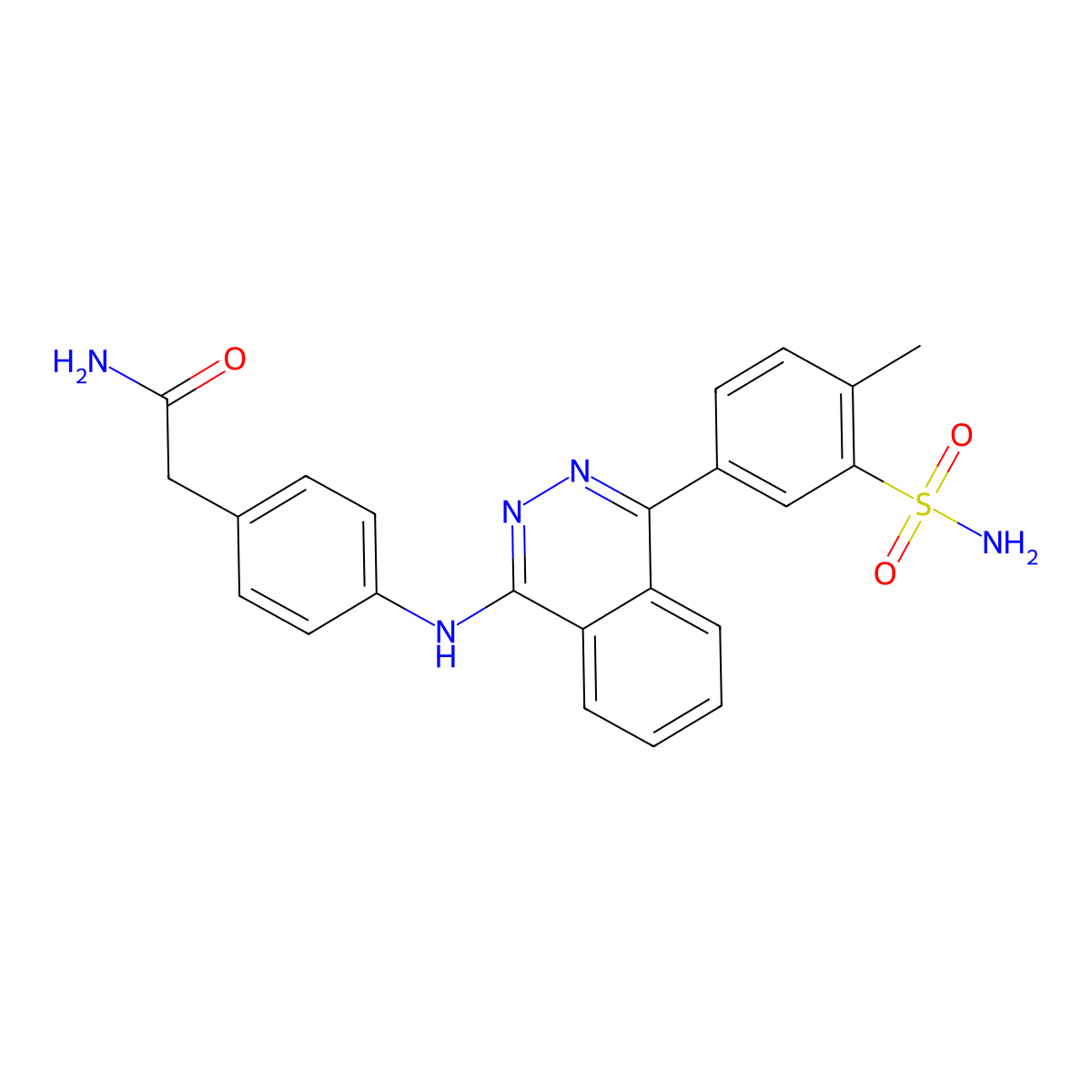 2-[4-[[4-(4-Methyl-3-sulfamoylphenyl)phthalazin-1-yl]amino]phenyl]acetamide molecular structure, CAS 500106-68-3