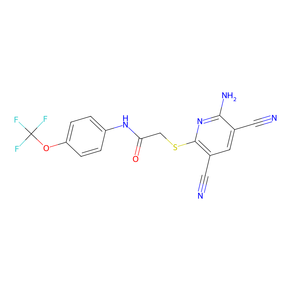 2-[(6-amino-3,5-dicyanopyridin-2-yl)sulfanyl]-N-[4-(trifluoromethoxy)phenyl]acetamide molecular structure, CAS 500107-07-3