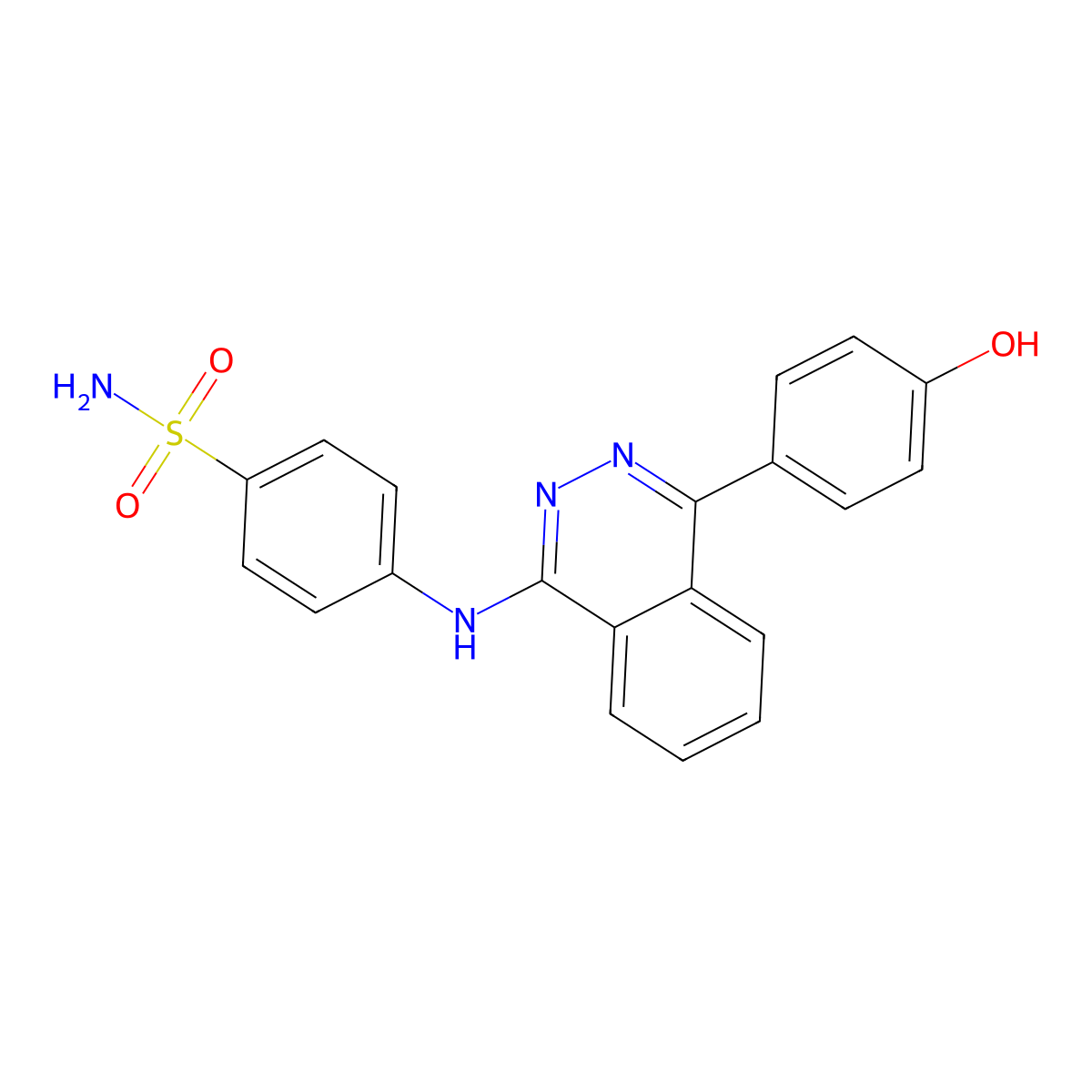 4-((4-(4-Hydroxyphenyl)phthalazin-1-yl)amino)benzenesulfonamide molecular structure, CAS 500107-16-4