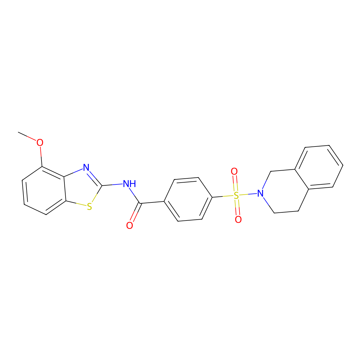 4-((3,4-dihydroisoquinolin-2(1H)-yl)sulfonyl)-N-(4-methoxybenzo[d]thiazol-2-yl)benzamide molecular structure, CAS 500109-56-8