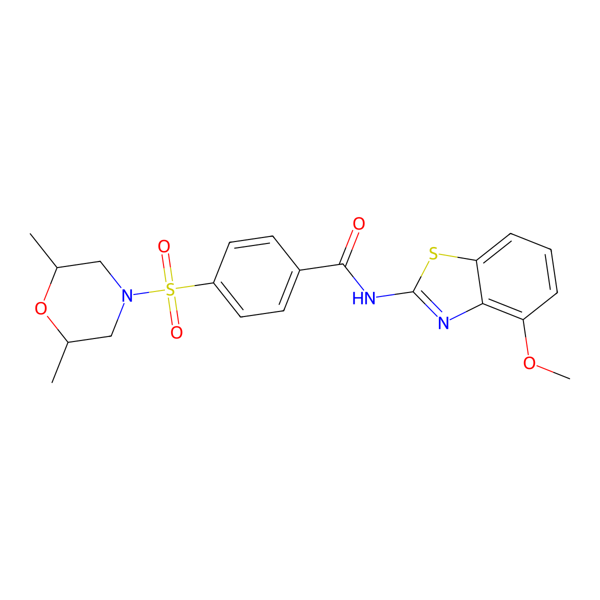 4-((2,6-dimethylmorpholino)sulfonyl)-N-(4-methoxybenzo[d]thiazol-2-yl)benzamide molecular structure, CAS 500109-57-9