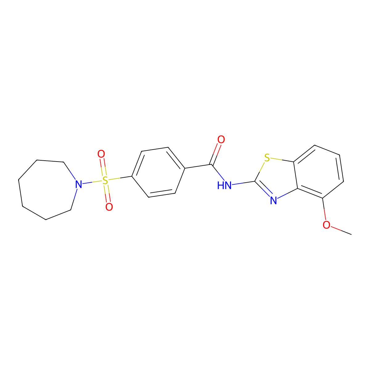 4-(azepan-1-ylsulfonyl)-N-(4-methoxybenzo[d]thiazol-2-yl)benzamide molecular structure, CAS 500109-58-0
