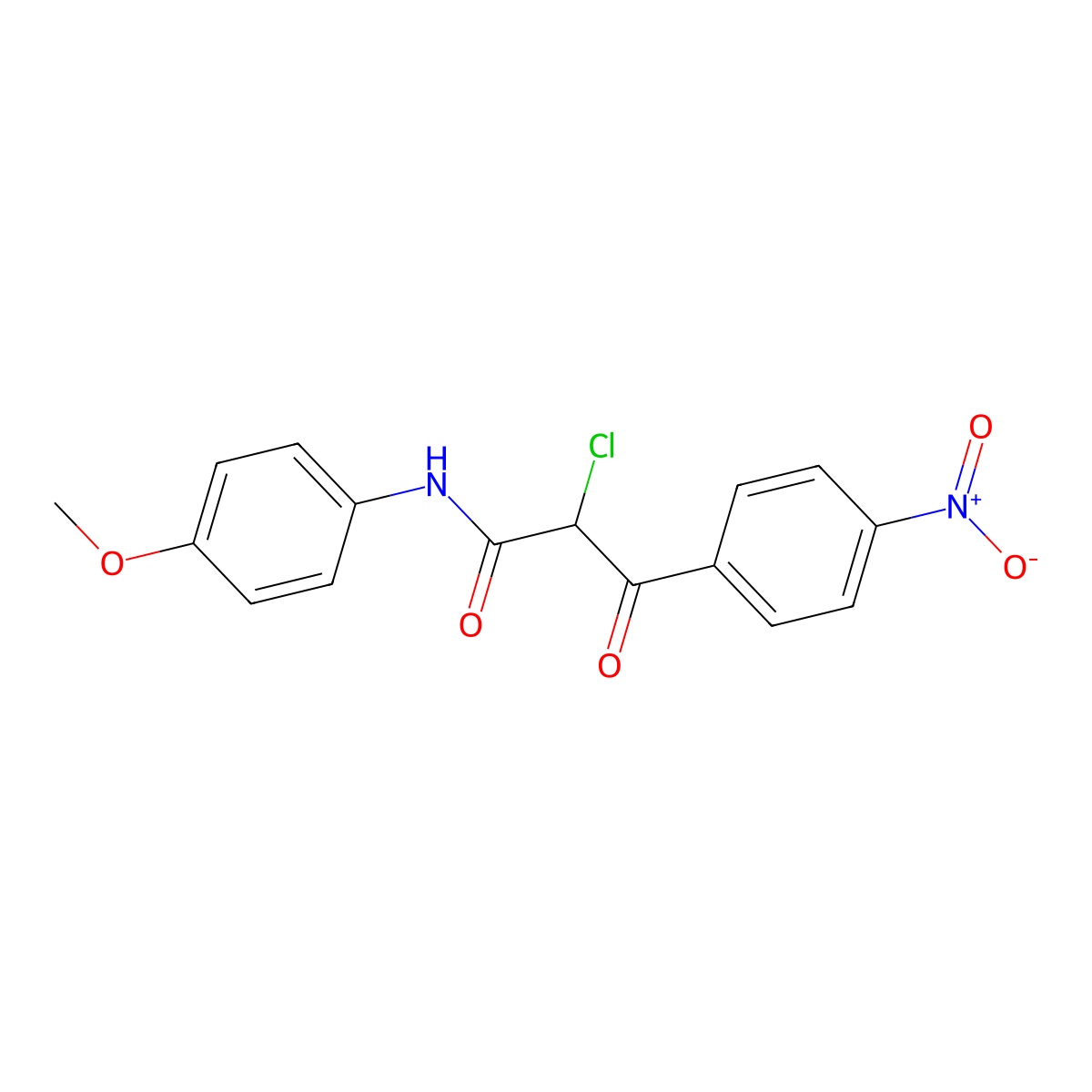 2-chloro-N-(4-methoxyphenyl)-3-(4-nitrophenyl)-3-oxopropanamide molecular structure, CAS 500112-68-5