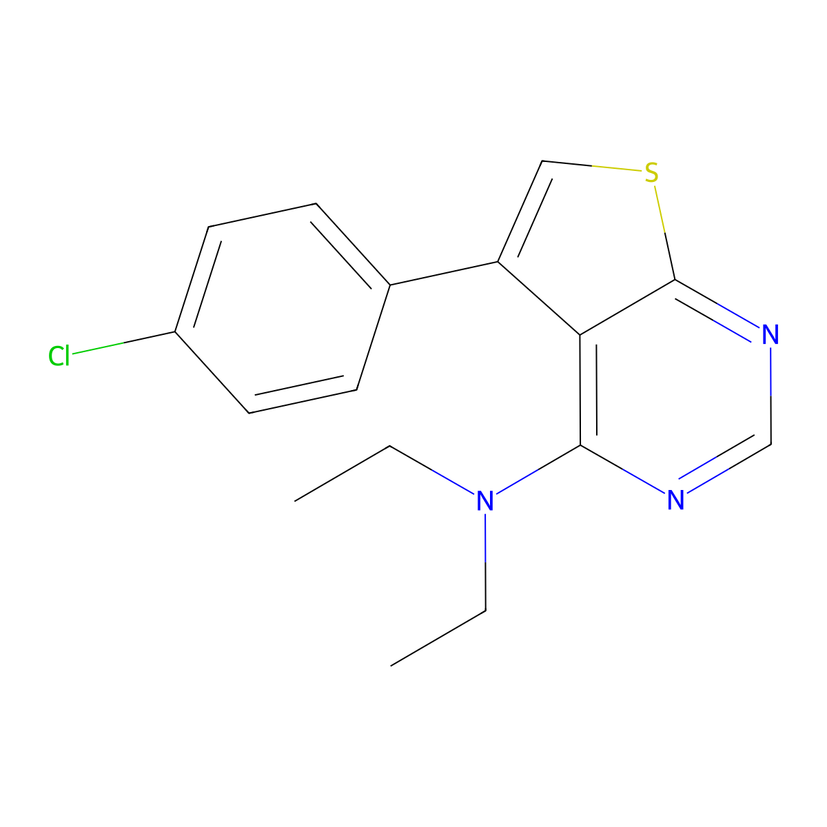 5-(4-chlorophenyl)-N,N-diethylthieno[2,3-d]pyrimidin-4-amine molecular structure, CAS 500113-05-3