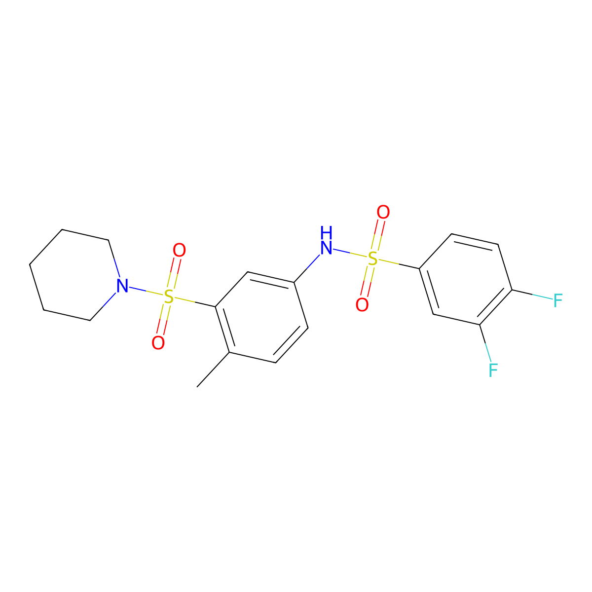 [(5-{[(3,4-Difluorophenyl)sulfonyl]amino}-2-methylphenyl)sulfonyl]piperidine molecular structure, CAS 500113-06-4