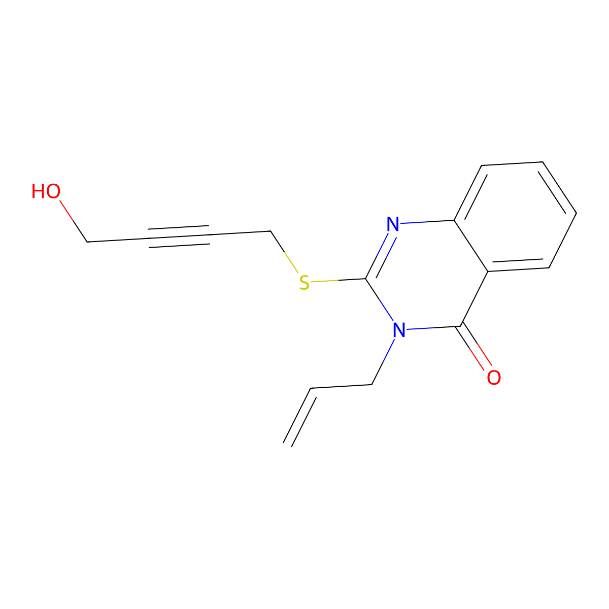3-allyl-2-((4-hydroxybut-2-yn-1-yl)thio)quinazolin-4(3H)-one molecular structure, CAS 500113-81-5