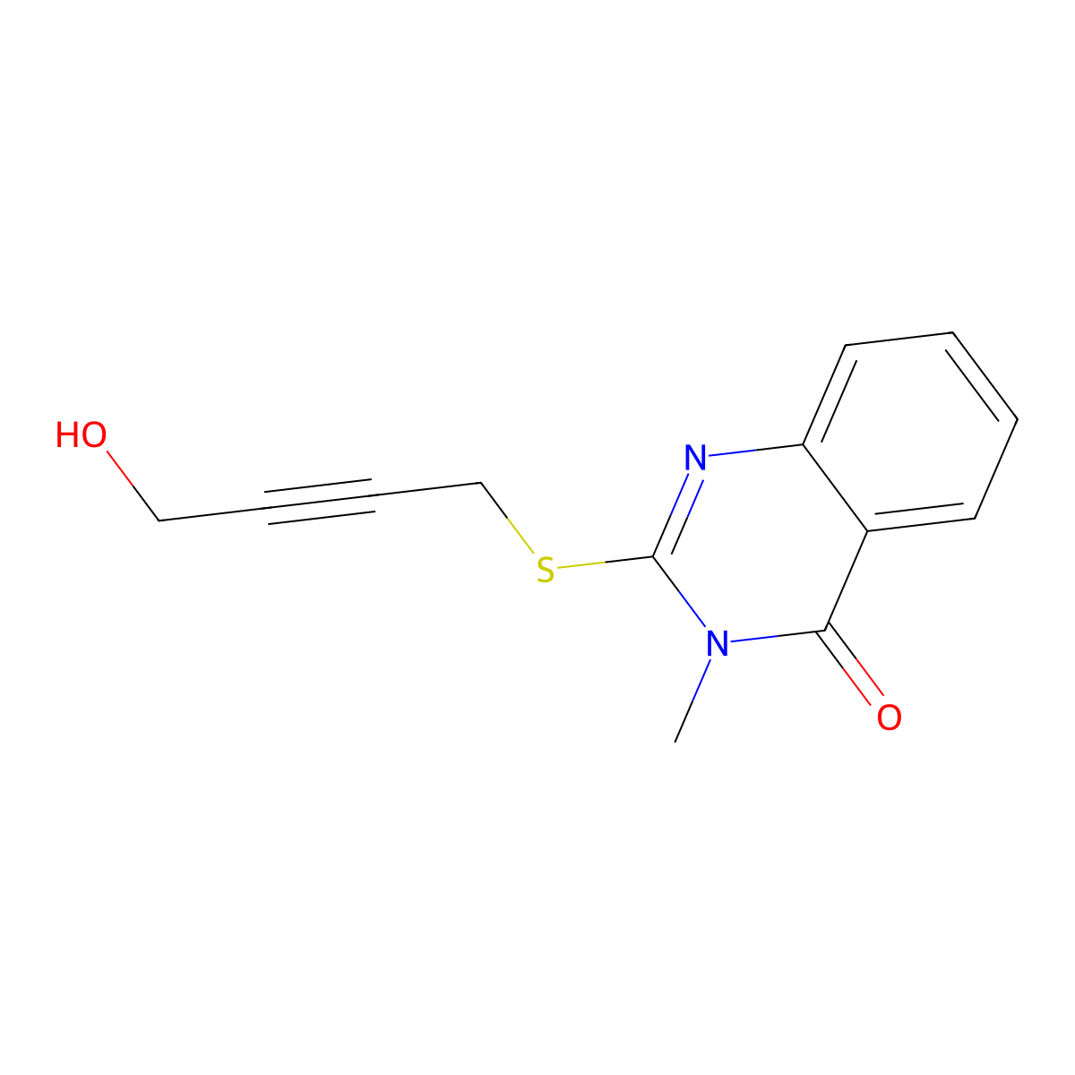 2-[(4-Hydroxybut-2-yn-1-yl)sulfanyl]-3-methyl-3,4-dihydroquinazolin-4-one molecular structure, CAS 500113-83-7