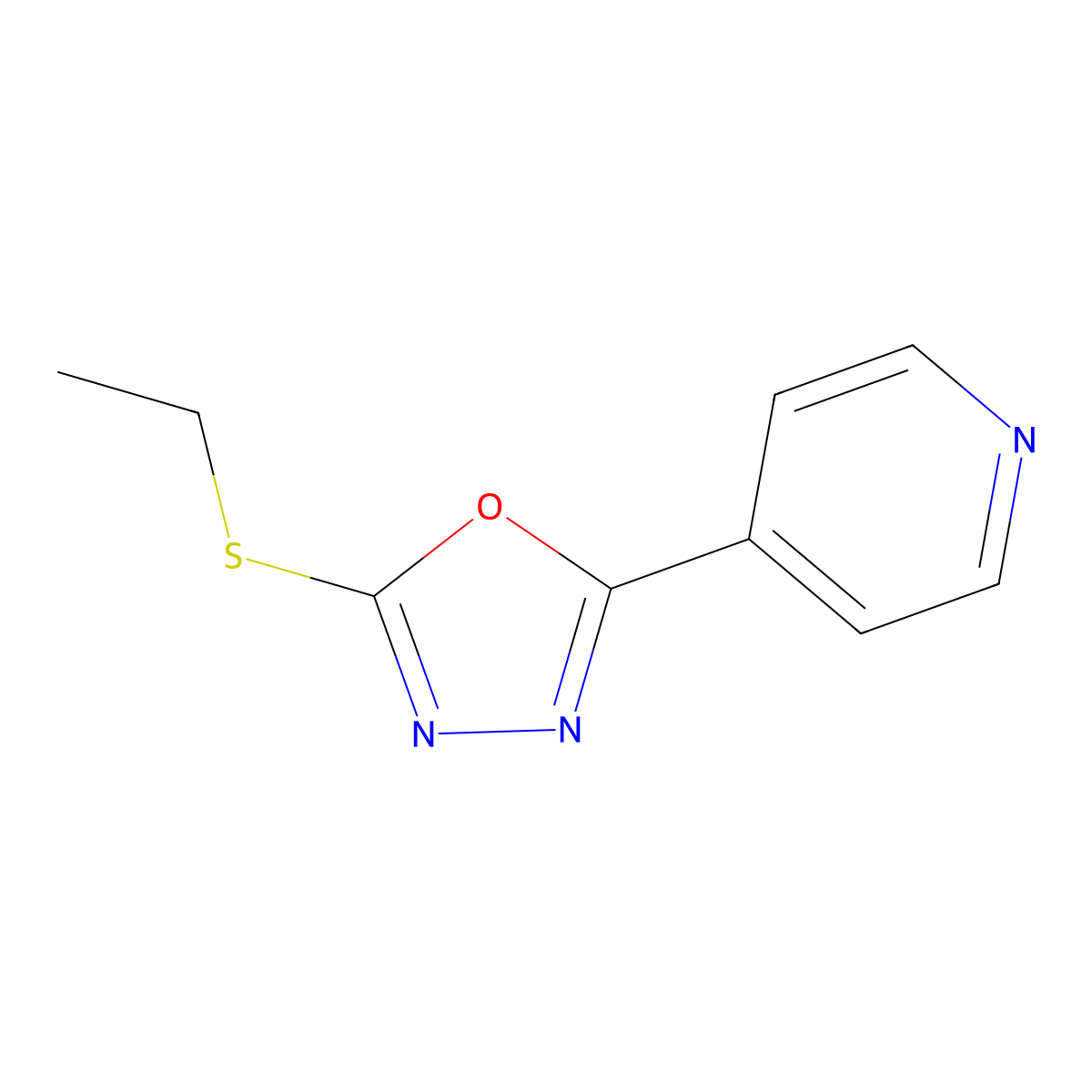 2-Ethylsulfanyl-5-pyridin-4-yl-1,3,4-oxadiazole molecular structure, CAS 500113-87-1