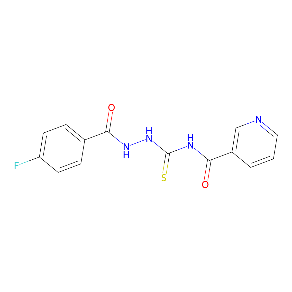 N-[[(4-fluorobenzoyl)amino]carbamothioyl]pyridine-3-carboxamide molecular structure, CAS 500118-35-4