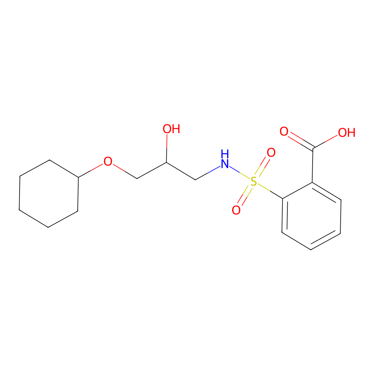 2-(3-Cyclohexyloxy-2-hydroxy-propylsulfamoyl)-benzoic acid molecular structure, CAS 500118-86-5