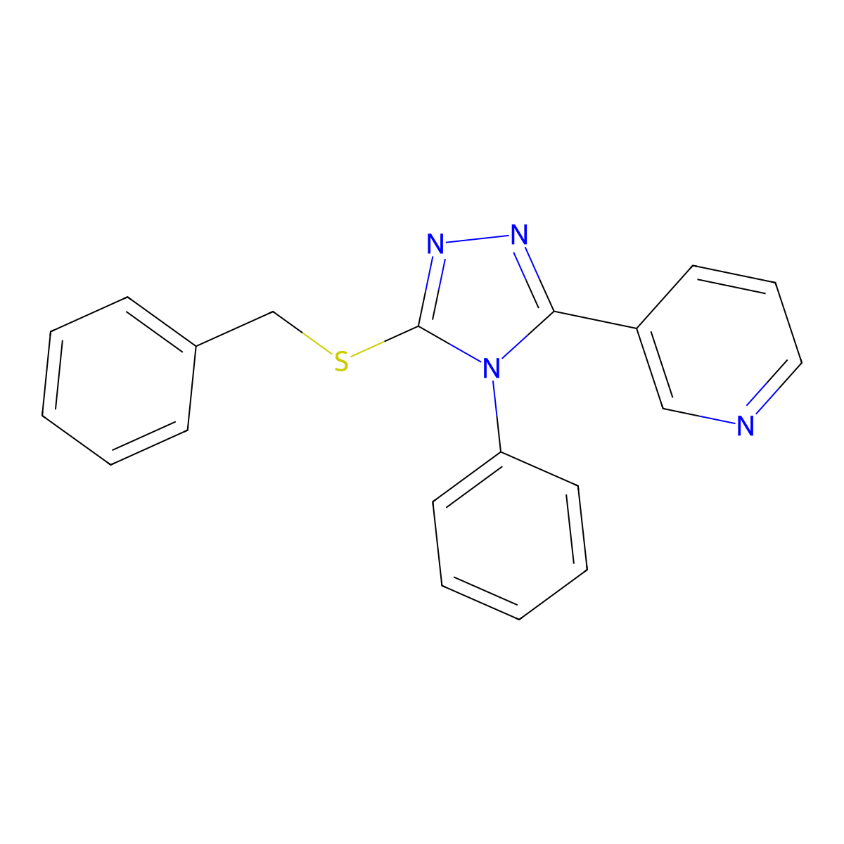 3-(5-(Benzylthio)-4-phenyl-4H-1,2,4-triazol-3-yl)pyridine molecular structure, CAS 500119-14-2