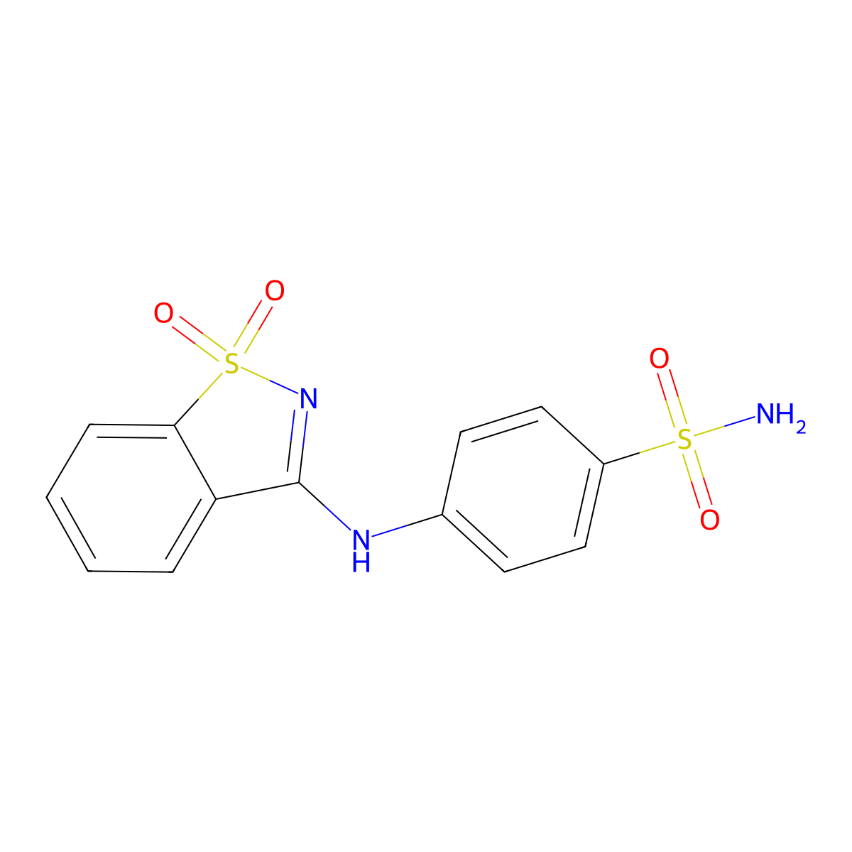 4-[(1,1-Dioxido-1,2-benzothiazol-3-yl)amino]benzenesulfonamide molecular structure, CAS 500119-48-2