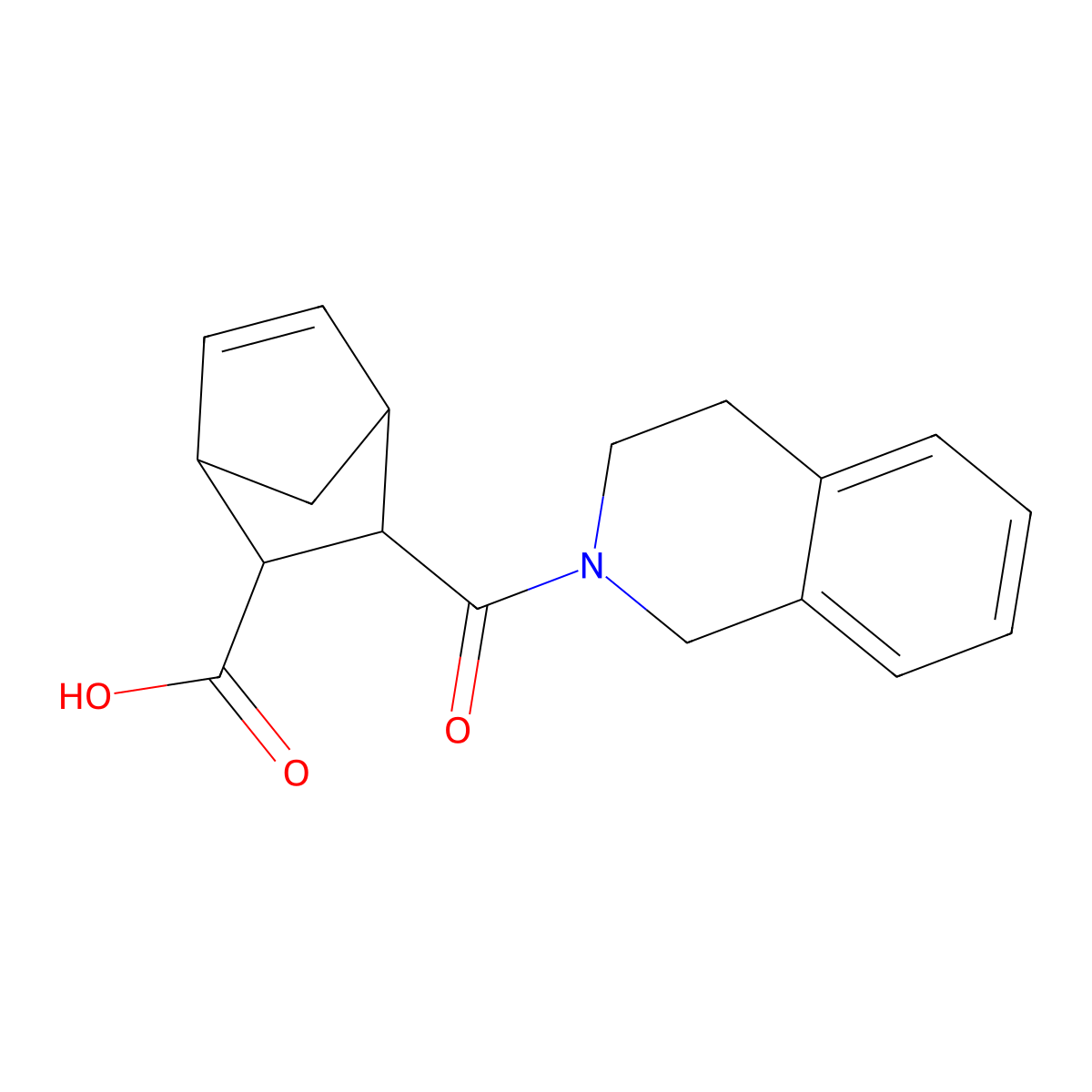 3-(3,4-dihydroisoquinolin-2(1H)-ylcarbonyl)bicyclo[2.2.1]hept-5-ene-2-carboxylic acid molecular structure, CAS 500128-90-5