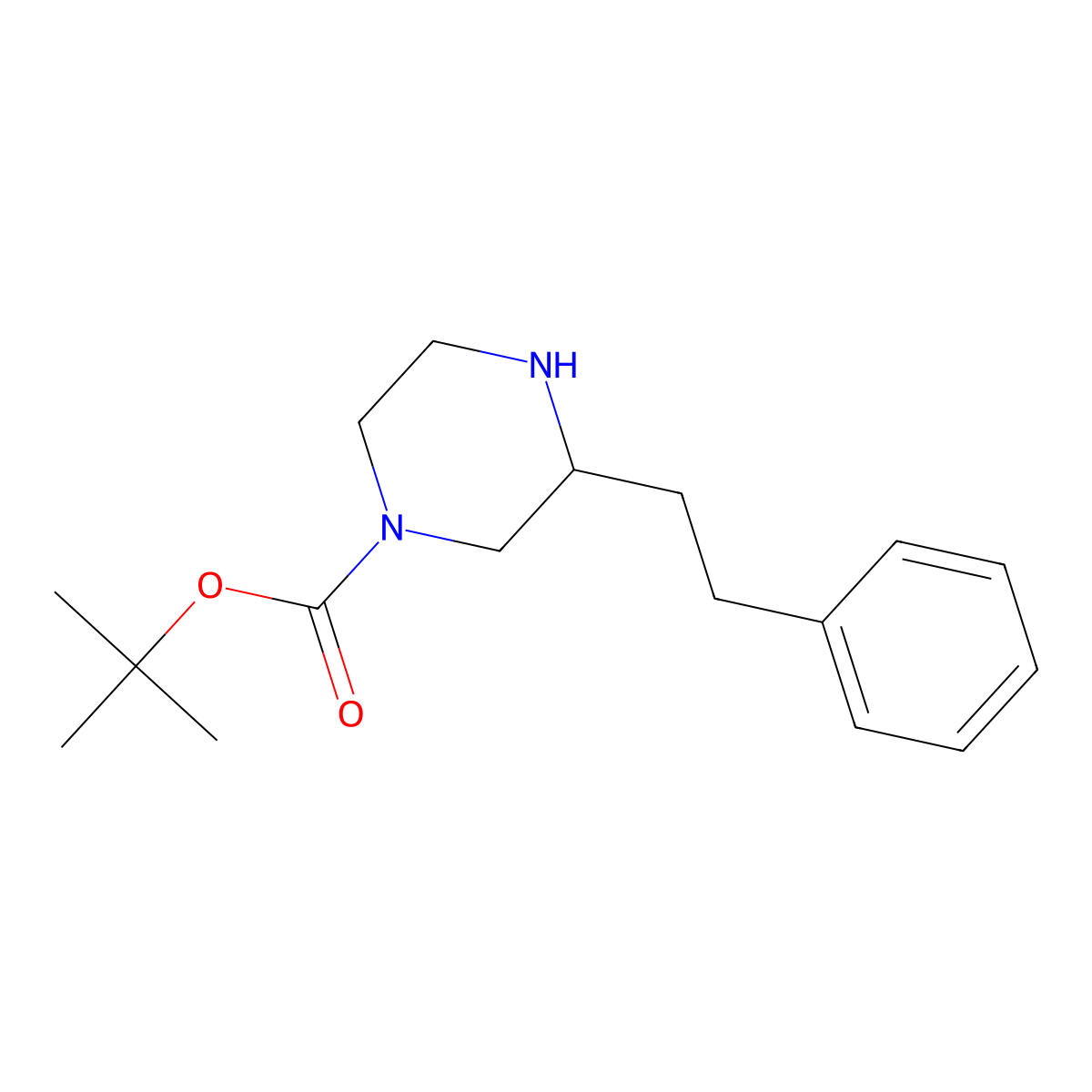 tert-Butyl 3-phenethylpiperazine-1-carboxylate molecular structure, CAS 500129-54-4