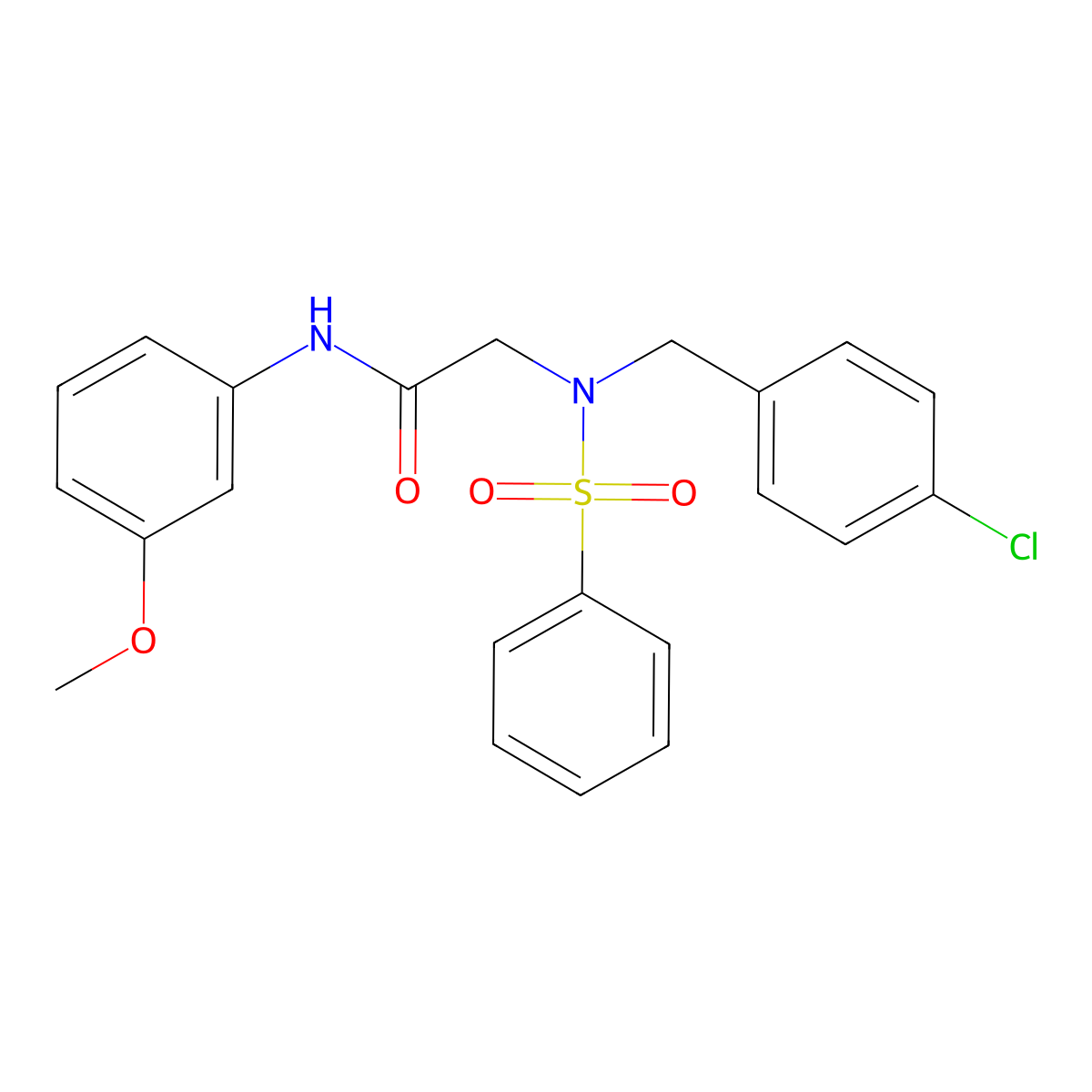 2-[benzenesulfonyl-[(4-chlorophenyl)methyl]amino]-N-(3-methoxyphenyl)acetamide molecular structure, CAS 500133-52-8