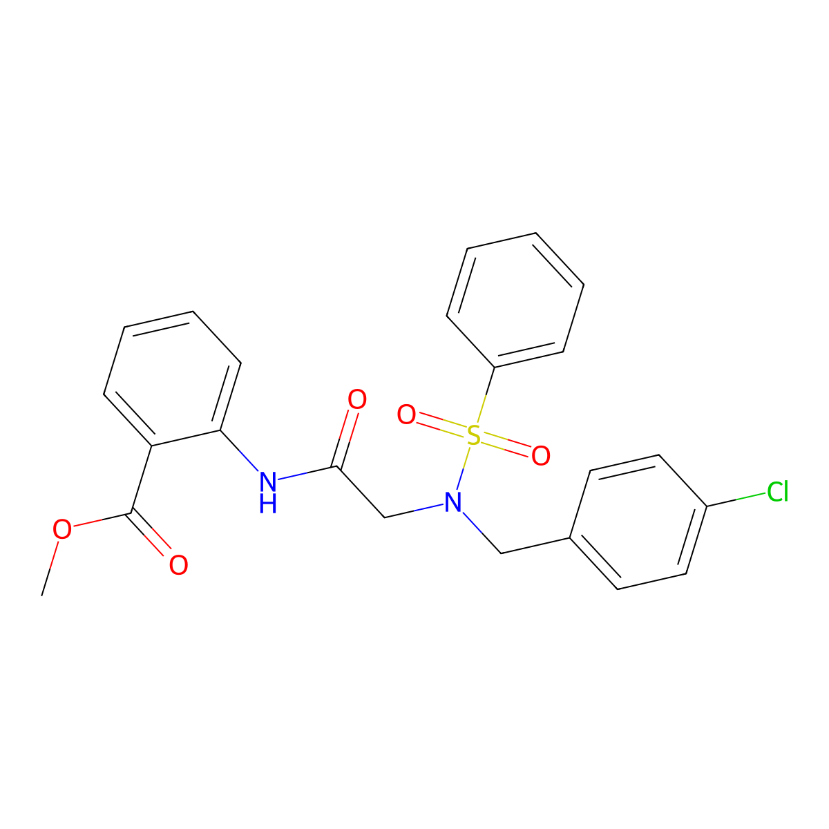 methyl 2-{[N-(4-chlorobenzyl)-N-(phenylsulfonyl)glycyl]amino}benzoate molecular structure, CAS 500133-73-3