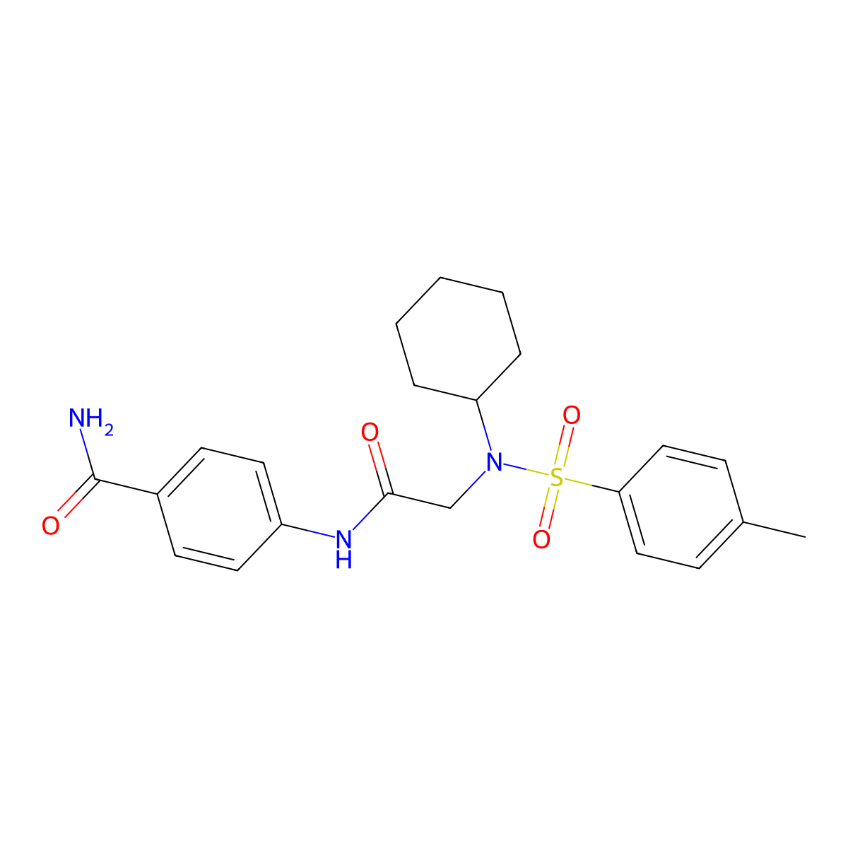 4-[[2-[Cyclohexyl-(4-methylphenyl)sulfonylamino]acetyl]amino]benzamide molecular structure, CAS 500134-13-4