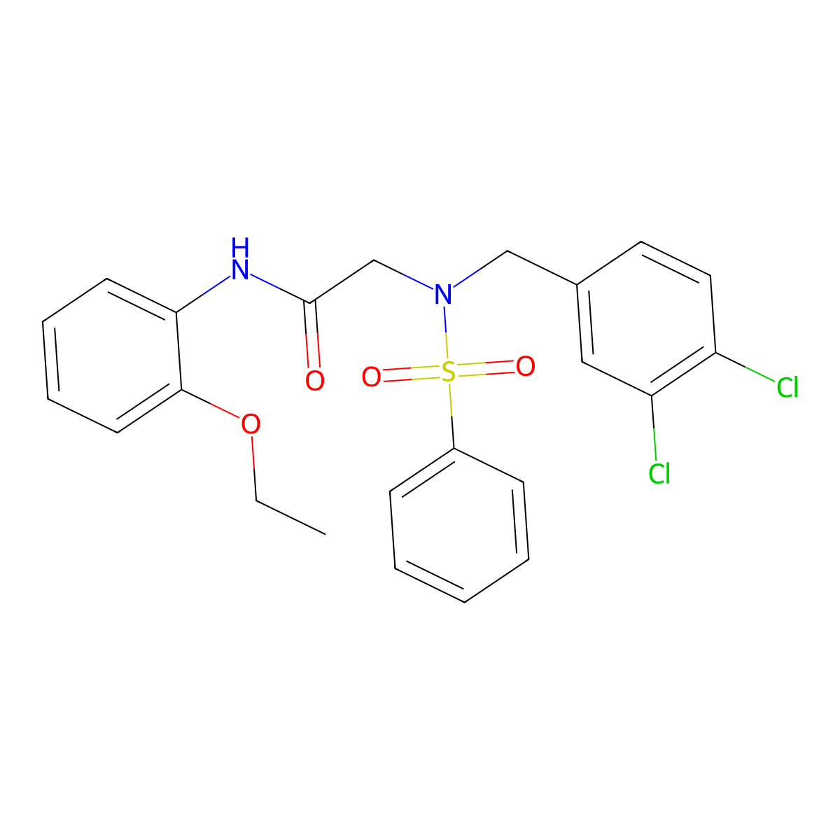 2-[benzenesulfonyl-[(3,4-dichlorophenyl)methyl]amino]-N-(2-ethoxyphenyl)acetamide molecular structure, CAS 500134-22-5