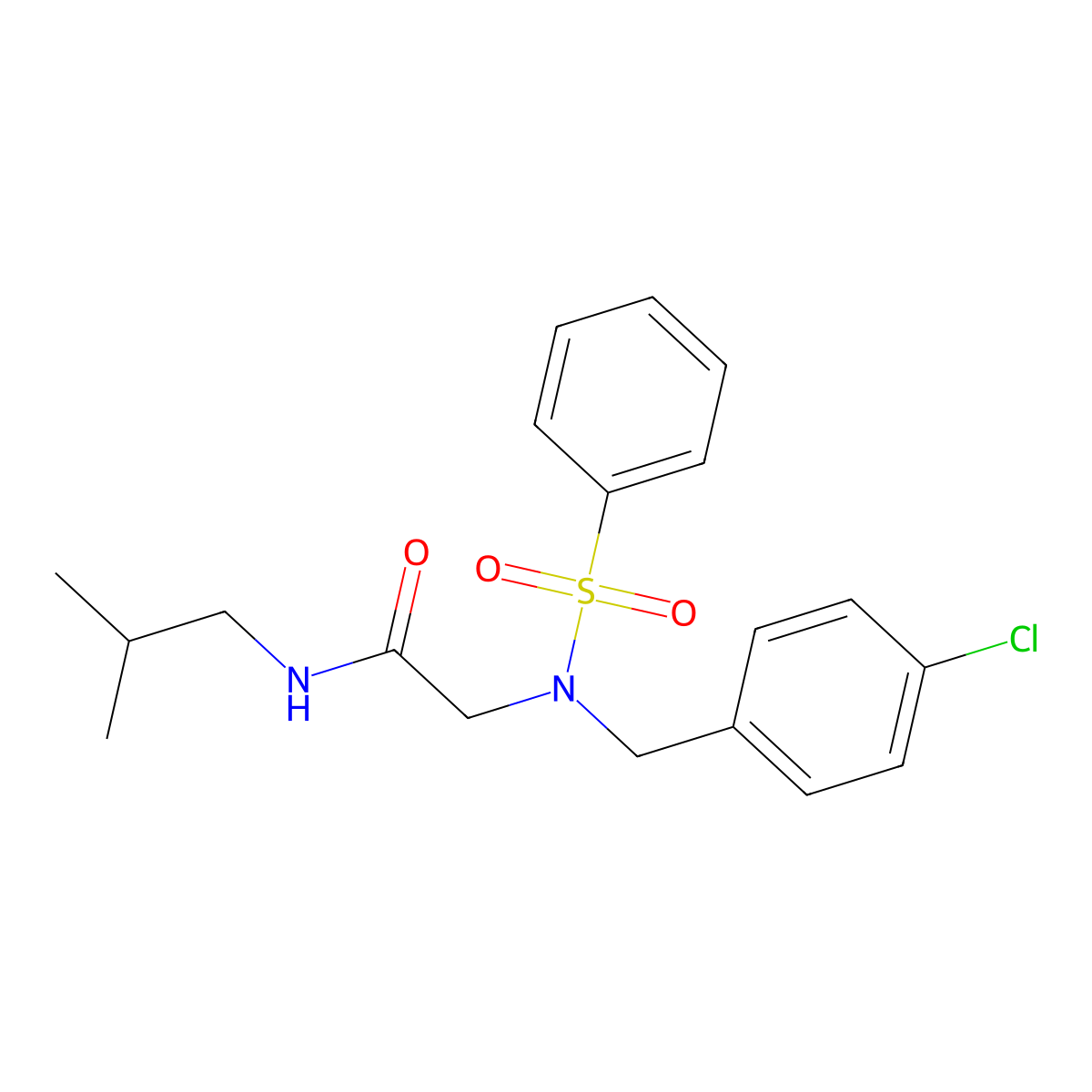 2-[benzenesulfonyl-[(4-chlorophenyl)methyl]amino]-N-(2-methylpropyl)acetamide molecular structure, CAS 500134-39-4