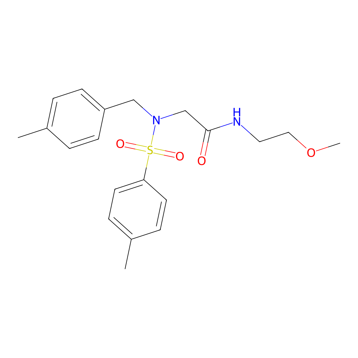 N-(2-methoxyethyl)-2-[(4-methylphenyl)methyl-(4-methylphenyl)sulfonylamino]acetamide molecular structure, CAS 500134-45-2