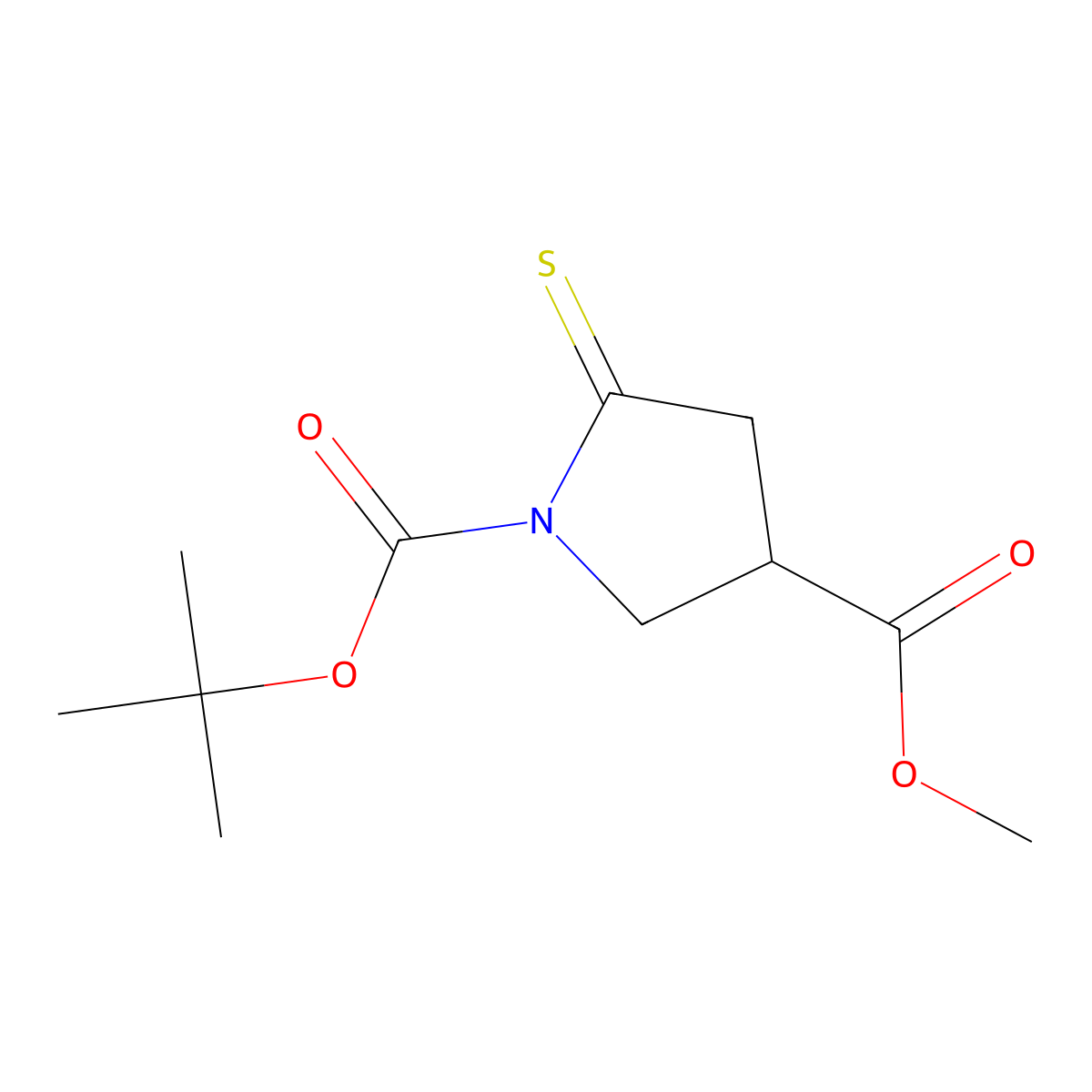 1-Tert-butyl 3-methyl 5-thioxo-1,3-pyrrolidinedicarboxylate molecular structure, CAS 500135-98-8