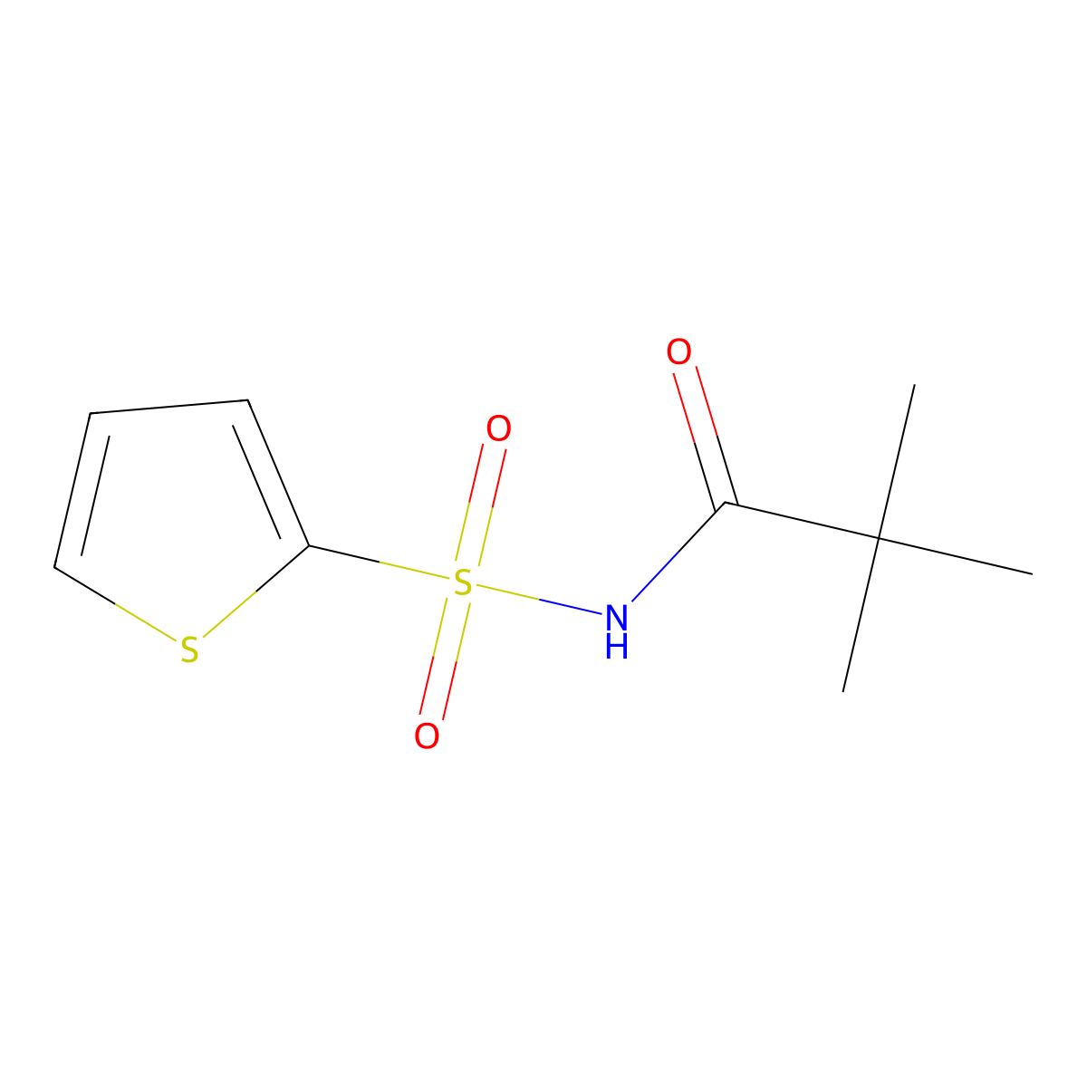 2,2-dimethyl-N-thiophen-2-ylsulfonylpropanamide molecular structure, CAS 500136-00-5
