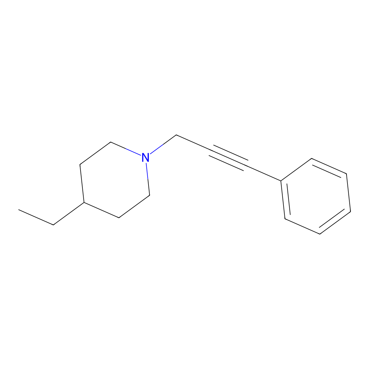 4-Ethyl-1-(3-phenyl-2-propyn-1-yl)piperidine molecular structure, CAS 500141-20-8