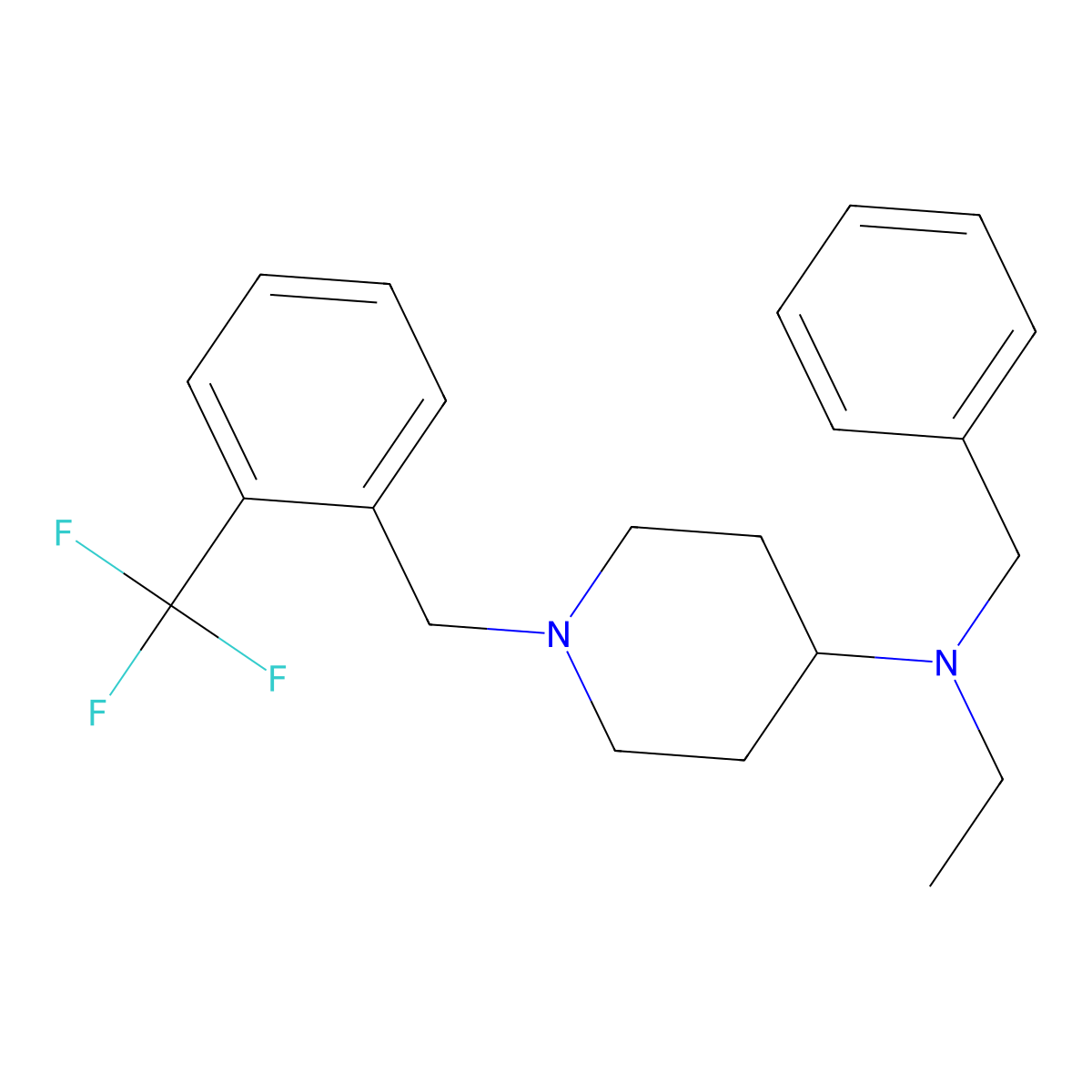 N-benzyl-N-ethyl-1-[[2-(trifluoromethyl)phenyl]methyl]piperidin-4-amine molecular structure, CAS 500144-22-9