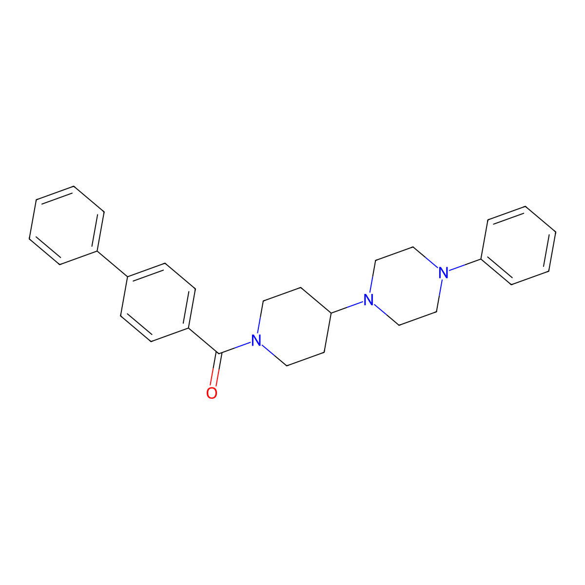 Biphenyl-4-yl[4-(4-phenylpiperazin-1-yl)piperidin-1-yl]methanone molecular structure, CAS 500144-31-0