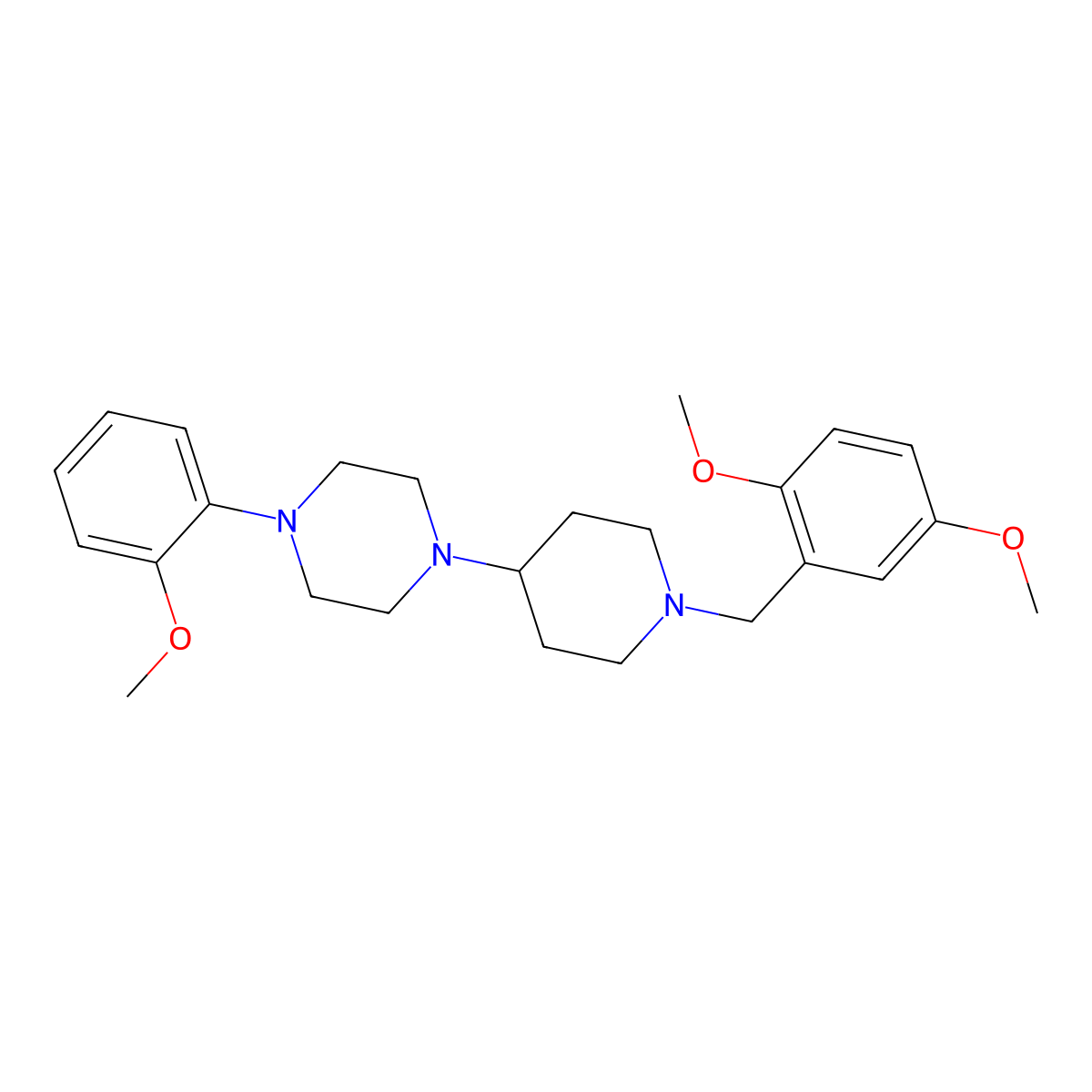 1-[1-[(2,5-Dimethoxyphenyl)methyl]piperidin-4-yl]-4-(2-methoxyphenyl)piperazine molecular structure, CAS 500144-32-1