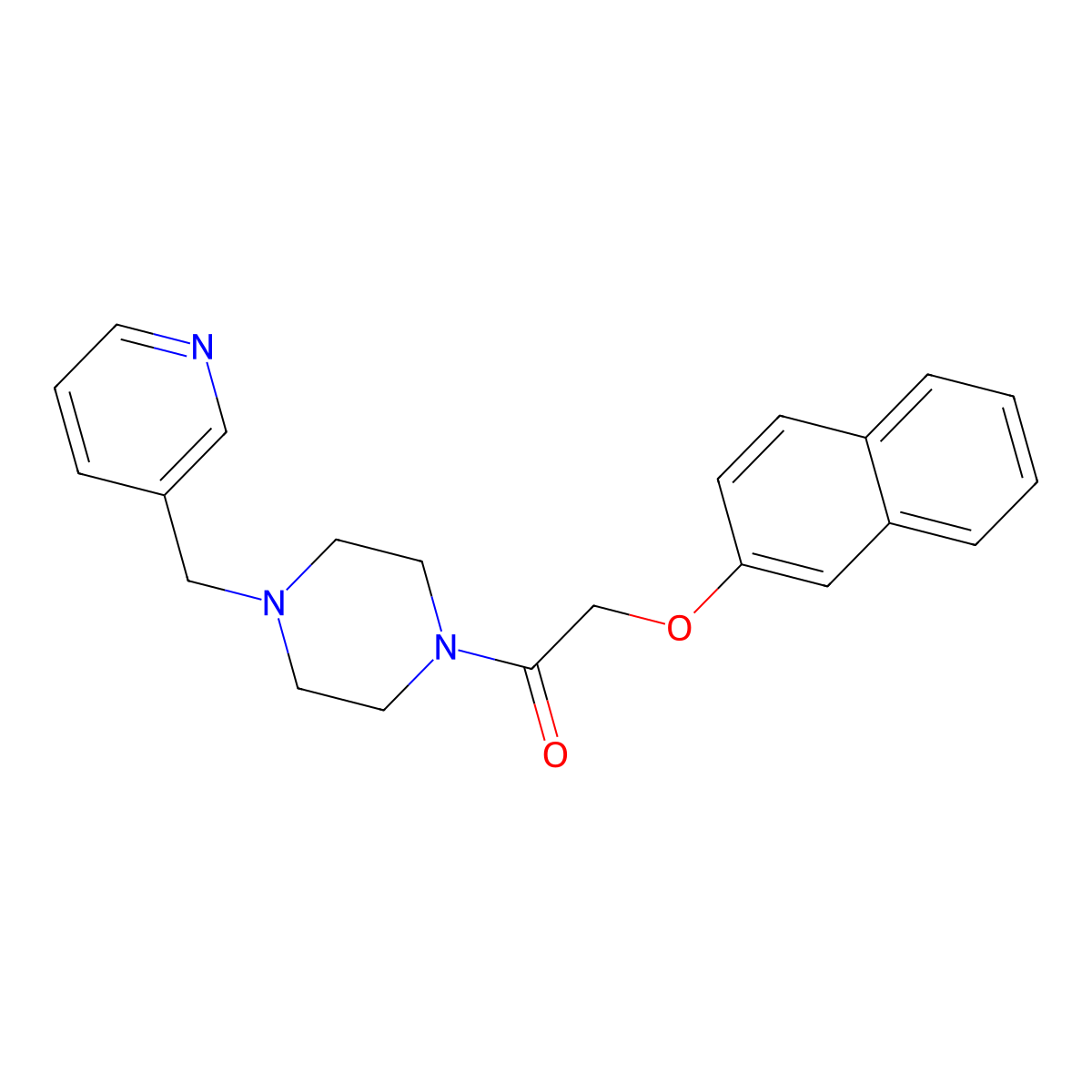 2-Naphthalen-2-yloxy-1-[4-(pyridin-3-ylmethyl)piperazin-1-yl]ethanone molecular structure, CAS 500144-50-3