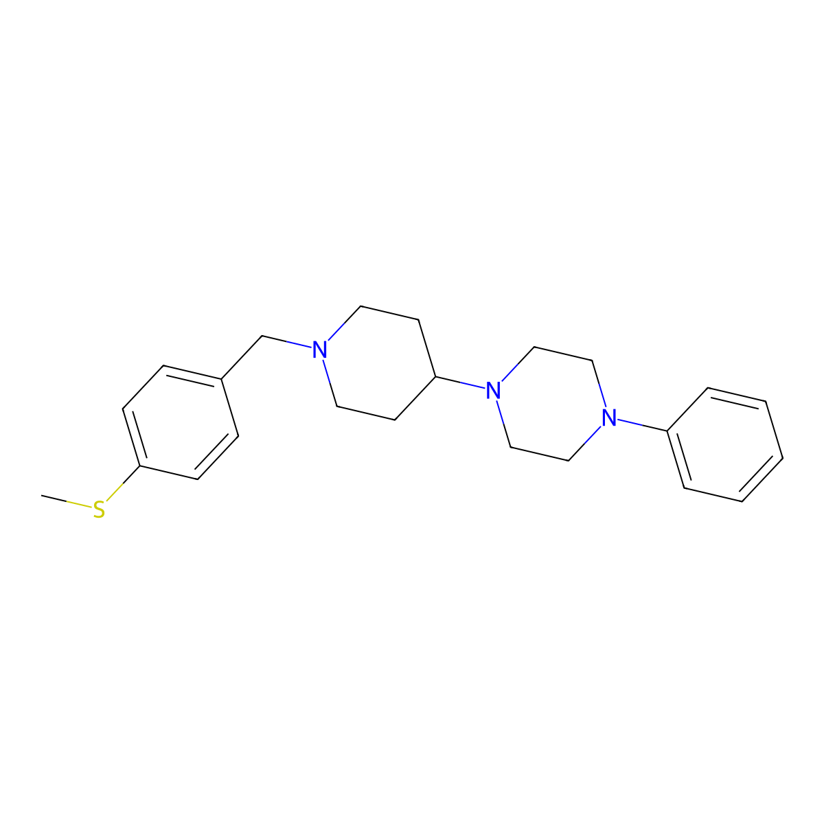 1-[1-[(4-Methylsulfanylphenyl)methyl]piperidin-4-yl]-4-phenylpiperazine molecular structure, CAS 500145-89-1