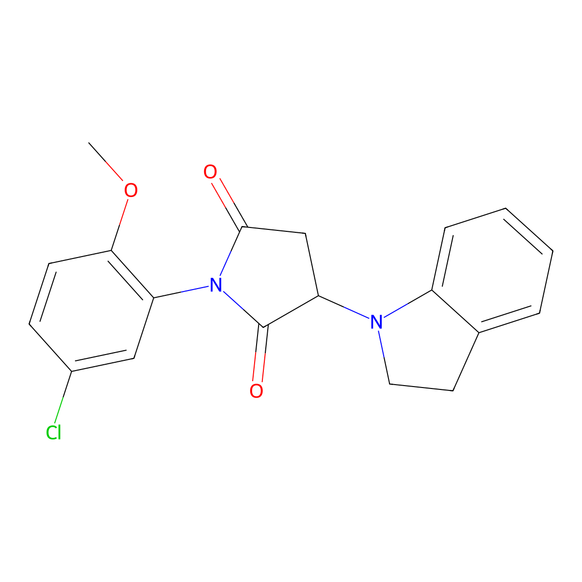 1-(5-chloro-2-methoxyphenyl)-3-(2,3-dihydro-1H-indol-1-yl)pyrrolidine-2,5-dione molecular structure, CAS 500145-96-0