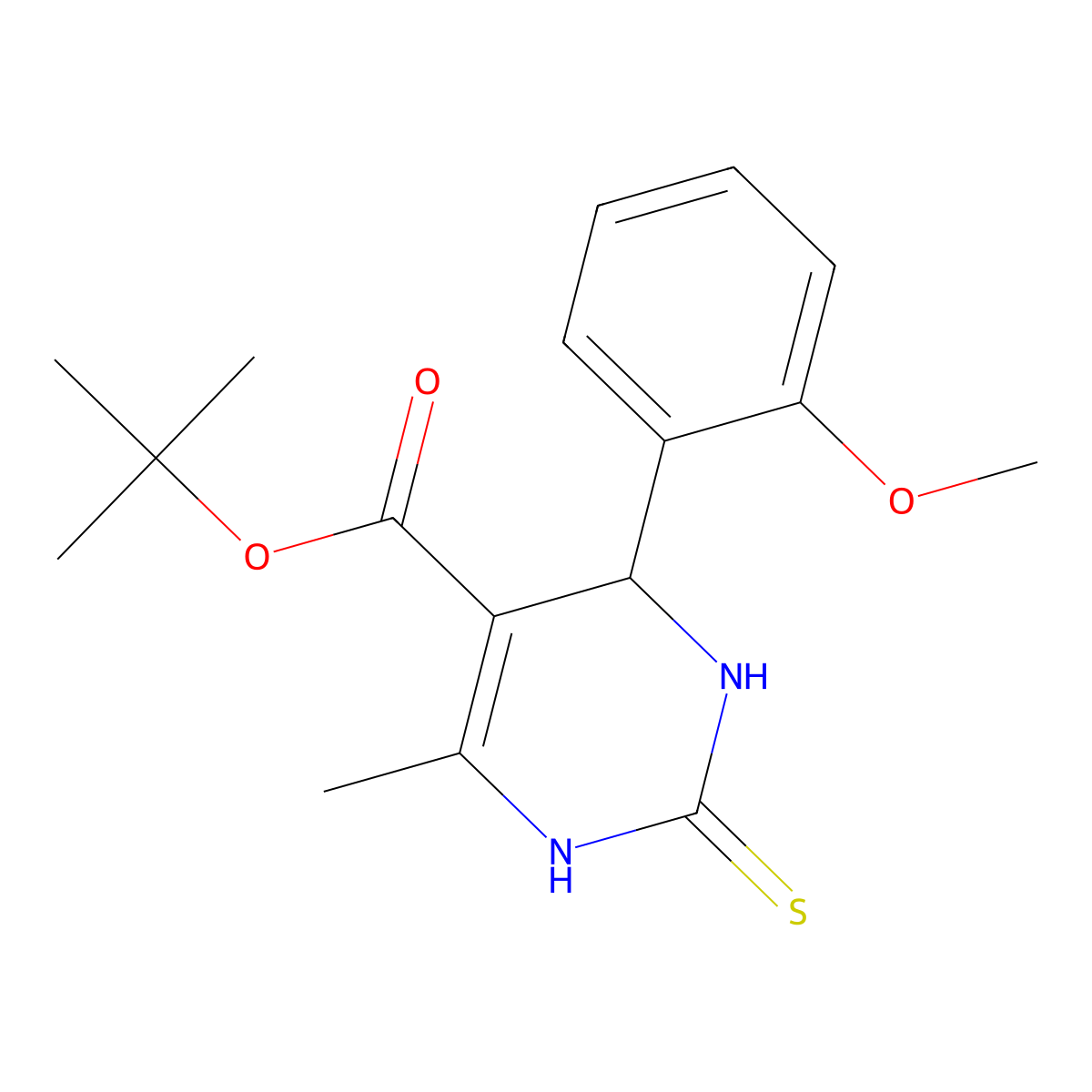 Tert-butyl 4-(2-methoxyphenyl)-6-methyl-2-thioxo-1,2,3,4-tetrahydropyrimidine-5-carboxylate molecular structure, CAS 500146-43-0