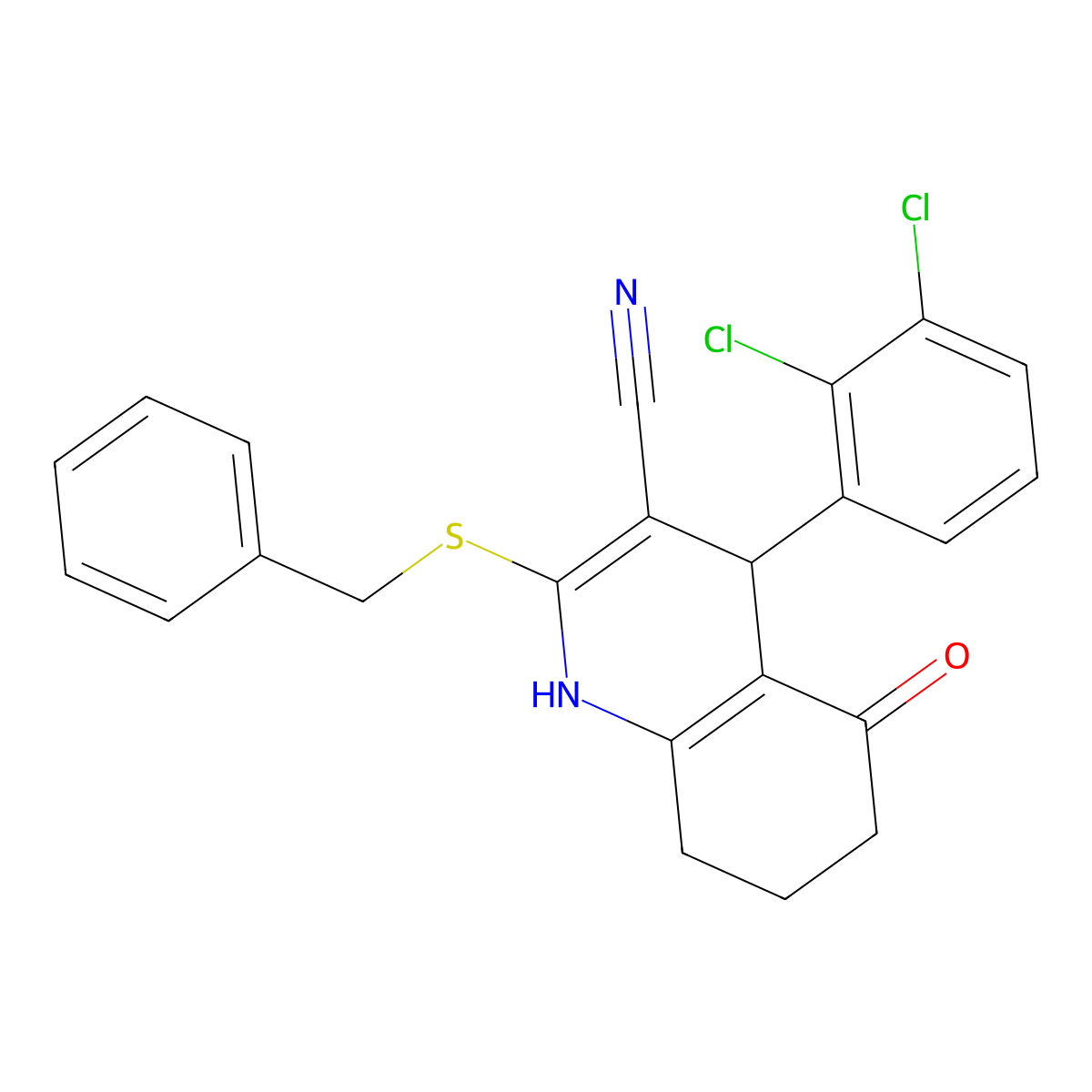 2-benzylsulfanyl-4-(2,3-dichlorophenyl)-5-oxo-4,6,7,8-tetrahydro-1H-quinoline-3-carbonitrile molecular structure, CAS 500146-45-2