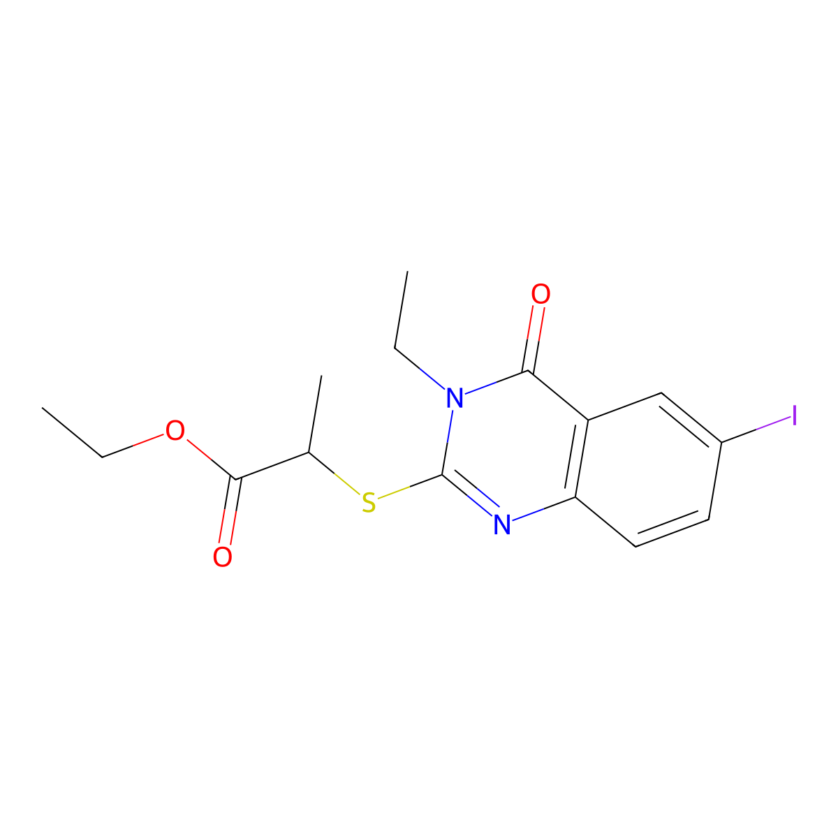 Ethyl 2-(3-ethyl-6-iodo-4-oxoquinazolin-2-yl)sulfanylpropanoate molecular structure, CAS 500146-56-5