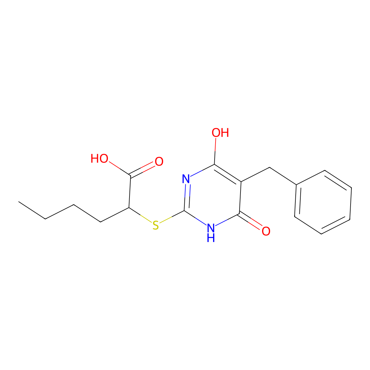 2-[(5-benzyl-4-hydroxy-6-oxo-1H-pyrimidin-2-yl)sulfanyl]hexanoic Acid molecular structure, CAS 500146-87-2