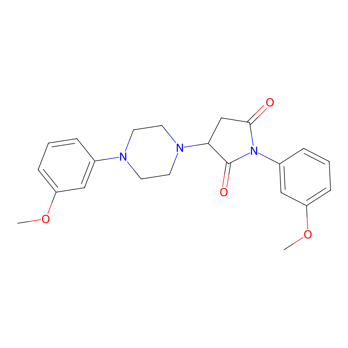 1-(3-Methoxyphenyl)-3-[4-(3-methoxyphenyl)piperazin-1-yl]pyrrolidine-2,5-dione molecular structure, CAS 500146-93-0