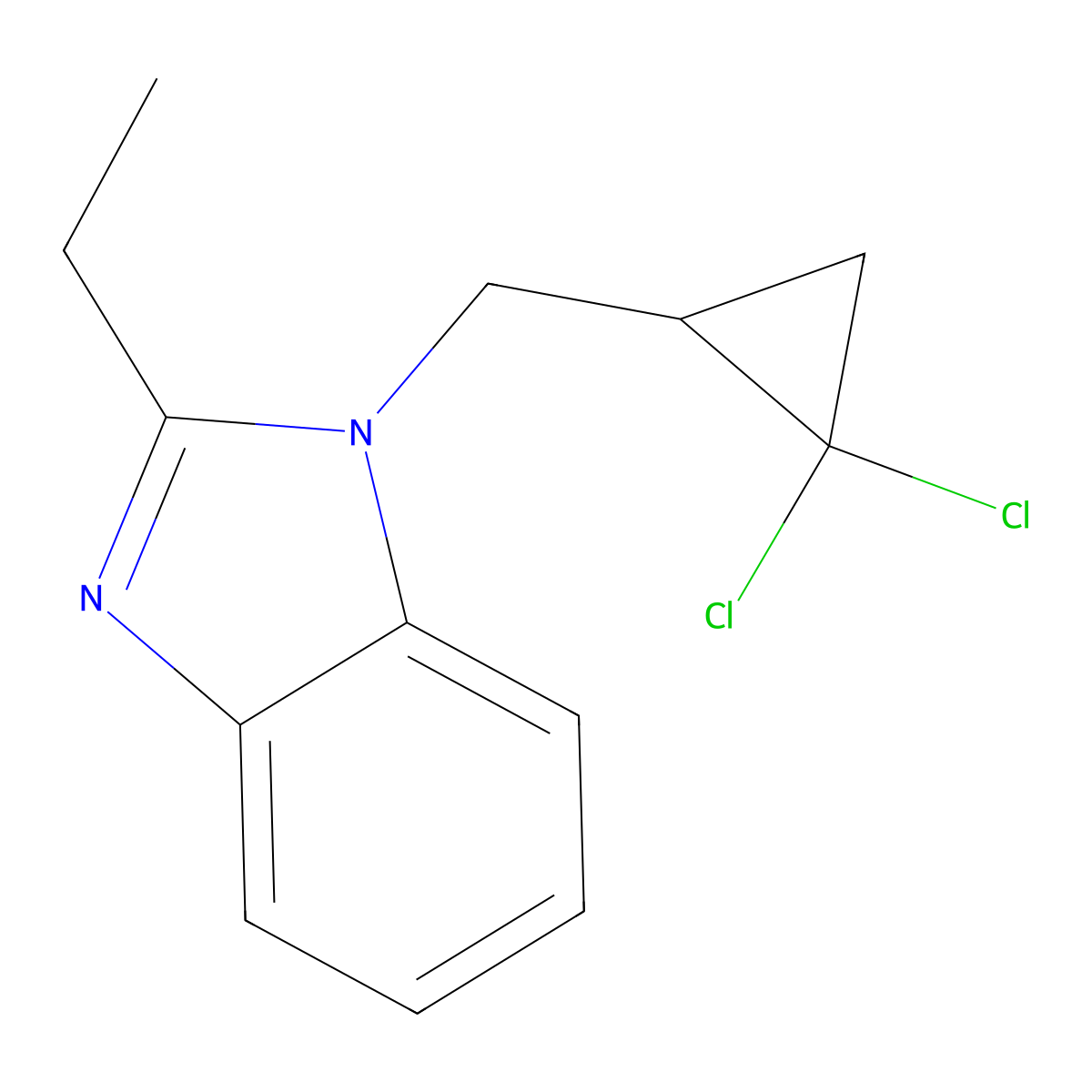 1-[(2,2-Dichlorocyclopropyl)methyl]-2-ethylbenzimidazole molecular structure, CAS 500147-00-2