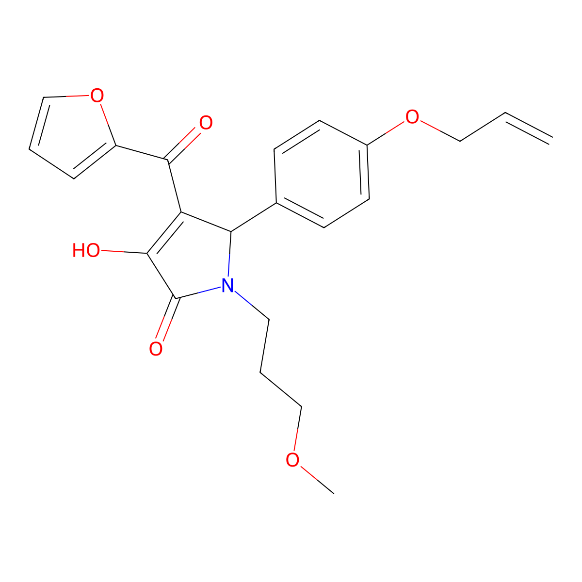(4E)-4-[furan-2-yl(hydroxy)methylidene]-1-(3-methoxypropyl)-5-[4-(prop-2-en-1-yloxy)phenyl]pyrrolidine-2,3-dione molecular structure, CAS 500147-17-1