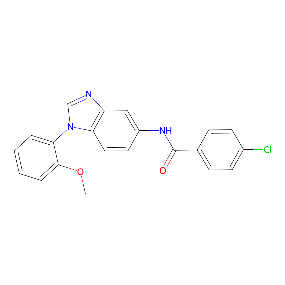 4-chloro-N-[1-(2-methoxyphenyl)benzimidazol-5-yl]benzamide molecular structure, CAS 500147-18-2