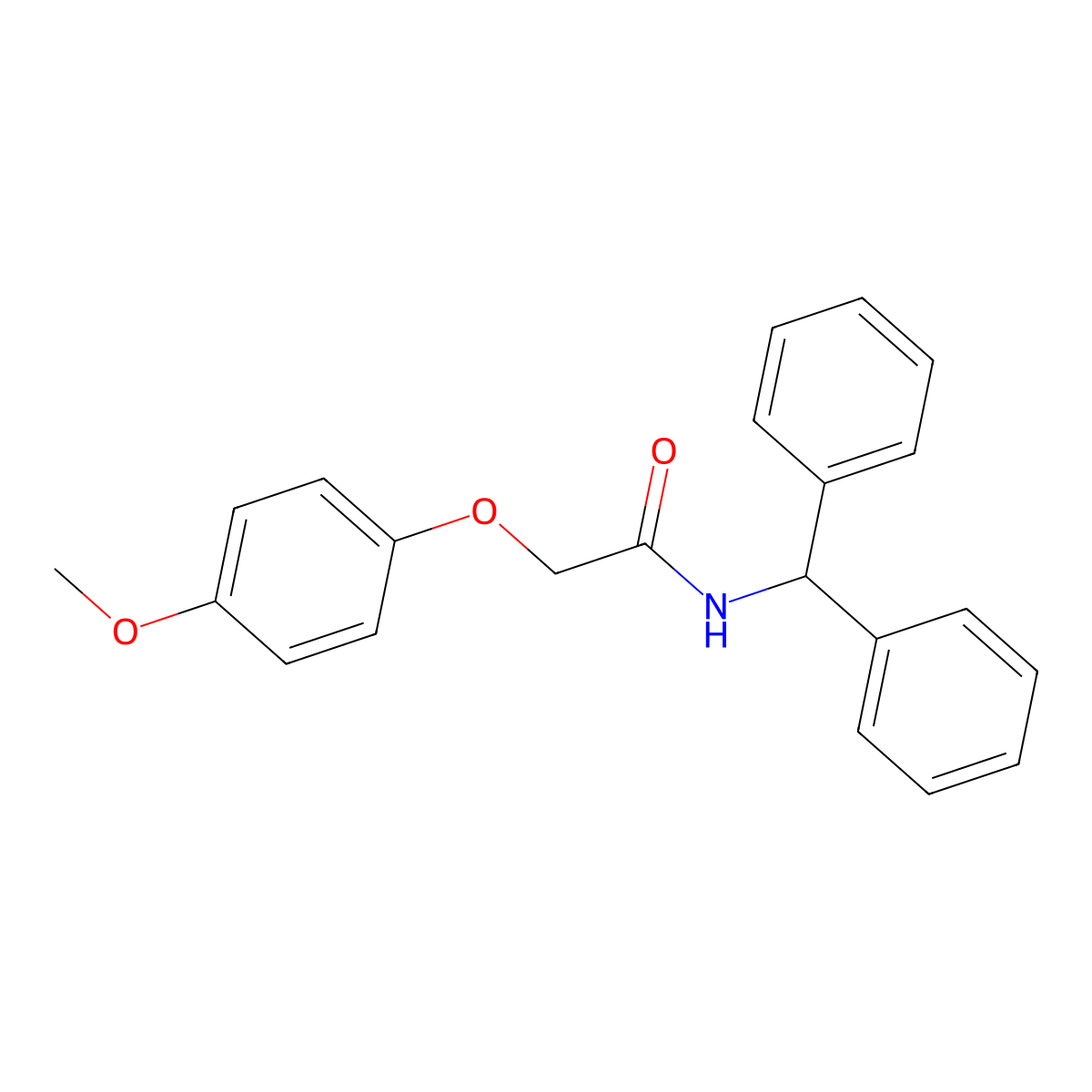 N-benzhydryl-2-(4-methoxyphenoxy)acetamide molecular structure, CAS 500147-55-7