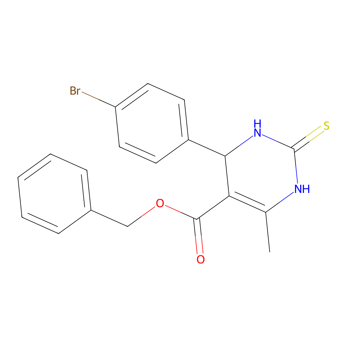 Benzyl 4-(4-bromophenyl)-6-methyl-2-sulfanylidene-3,4-dihydro-1H-pyrimidine-5-carboxylate molecular structure, CAS 500148-80-1