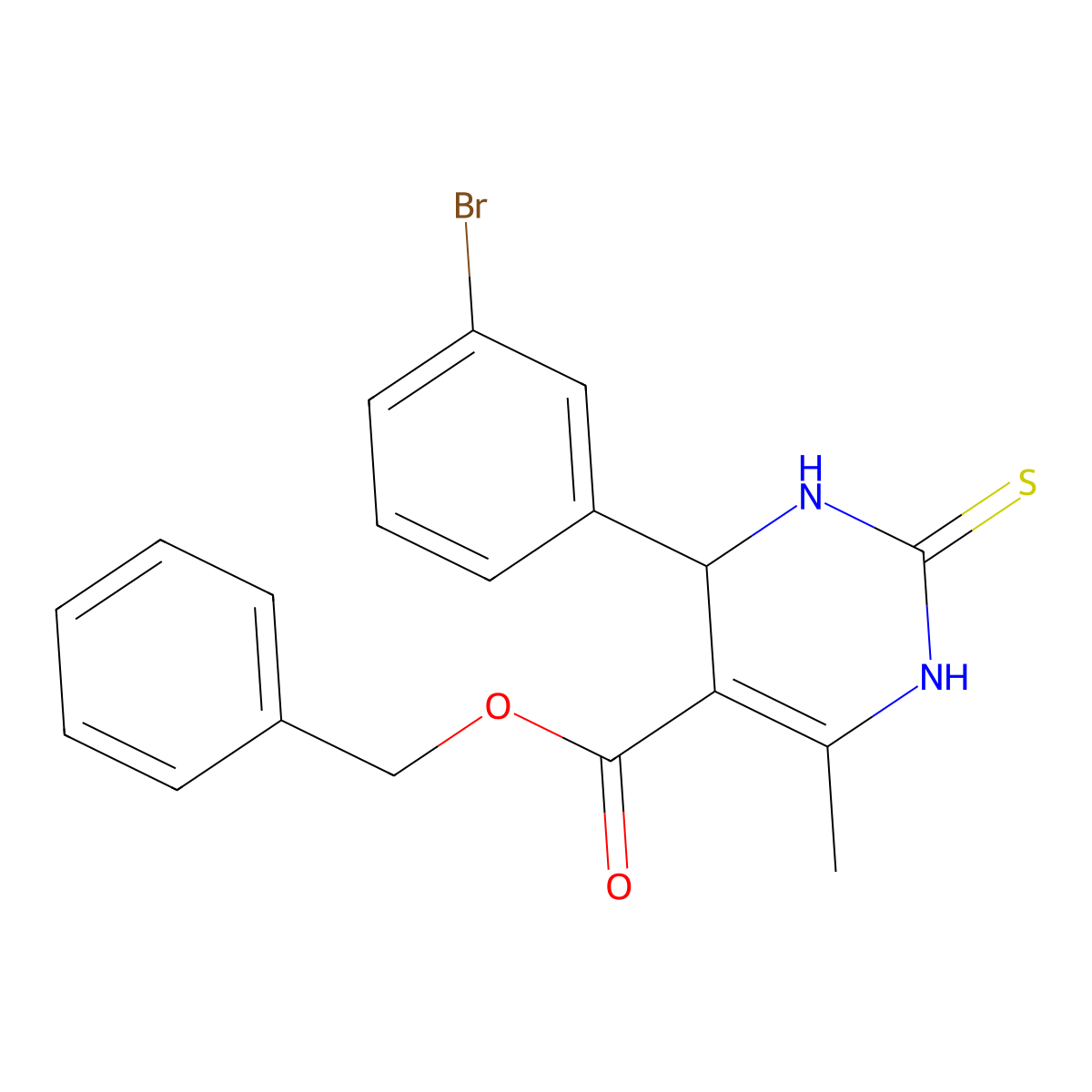 Benzyl 4-(3-bromophenyl)-6-methyl-2-thioxo-1,2,3,4-tetrahydropyrimidine-5-carboxylate molecular structure, CAS 500148-81-2